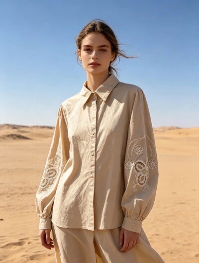 Grossista Last Queen - Camicia blusa ricamata con maniche a lanterna Grossista Last Queen - Camicia blusa ricamata con maniche a lanterna