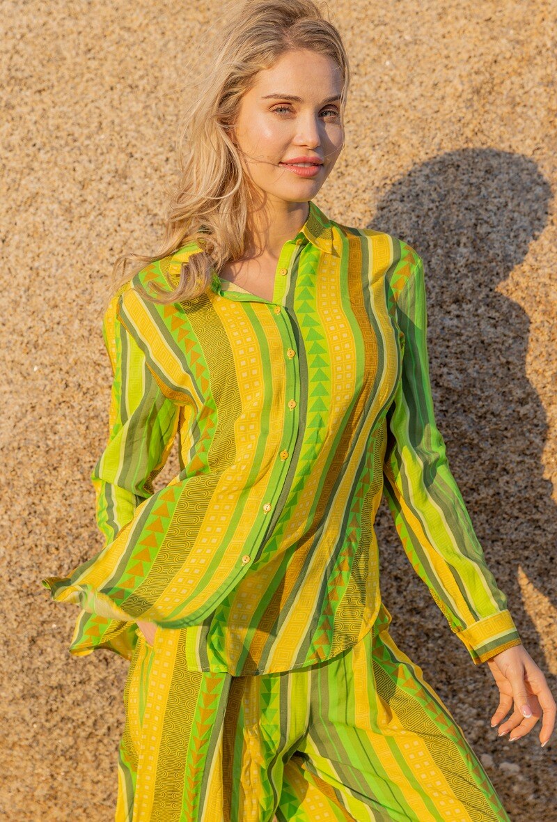Wholesaler LAST QUEEN OUTLET - Printed shirt blouse, classic regular fit