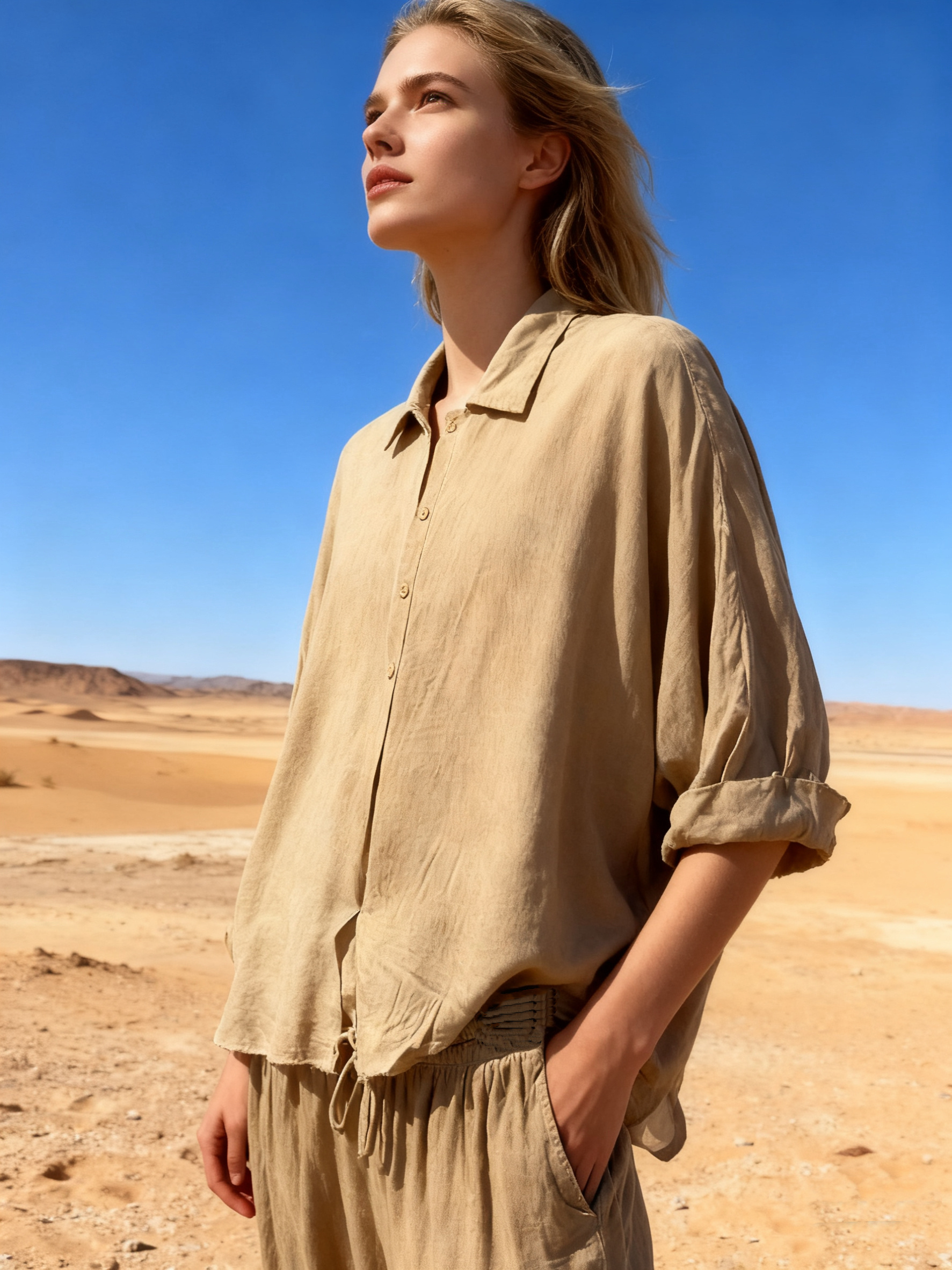 Wholesaler Last Queen - Relaxed fluid shirt, batwing sleeves, washed style