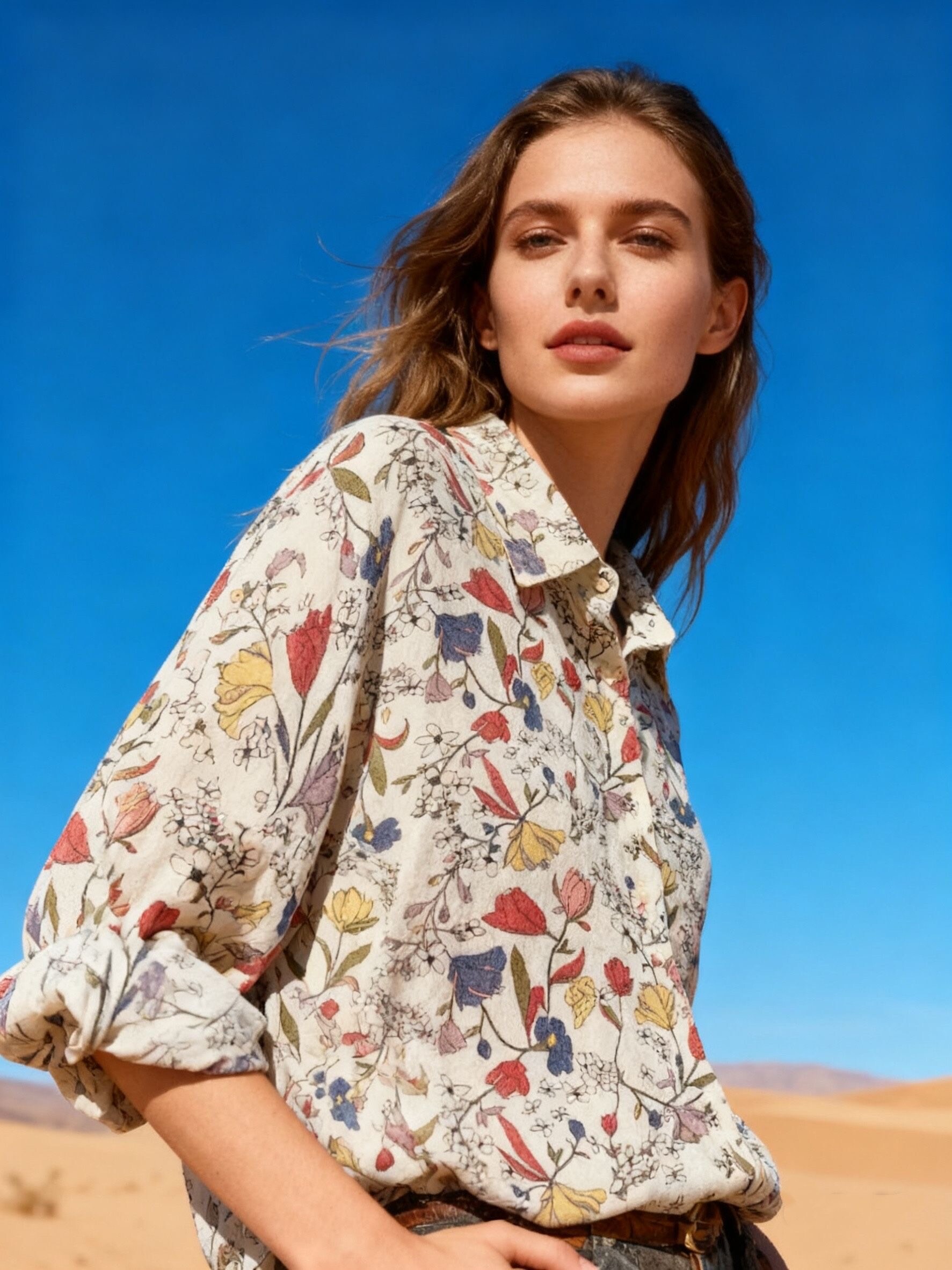 Wholesaler Last Queen - Flowy floral print shirt, straight cut