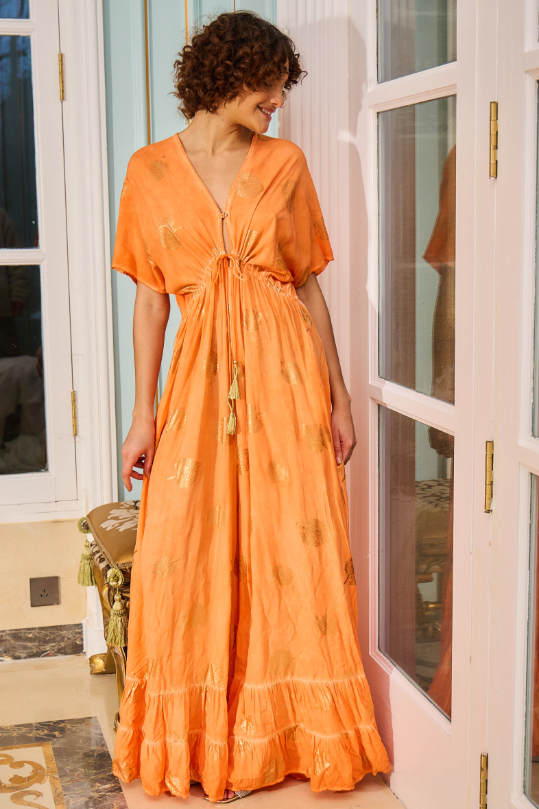 Mayorista Last Queen - Vestido mono con pantalón de campana, corte holgado con estampado dorado