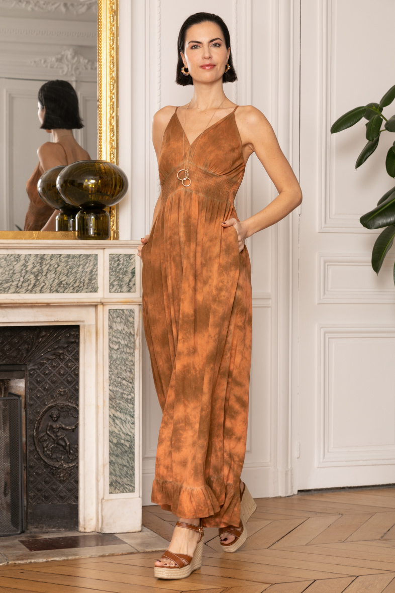 Grossista Last Queen - Tuta pantalone fluida, scollo a V, senza maniche, da legare e tingere