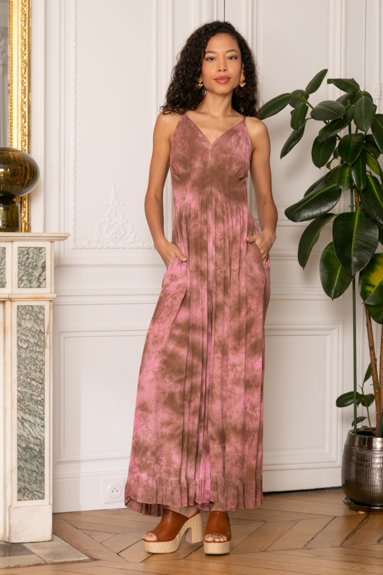 Grossista Last Queen - Tuta pantalone fluida, scollo a V, senza maniche, da legare e tingere