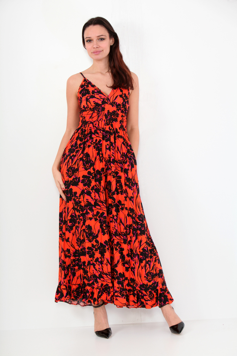 Grossiste LAST QUEEN OUTLET - Combinaison  imprimée tropical à bretelles  avec pantalons fluide