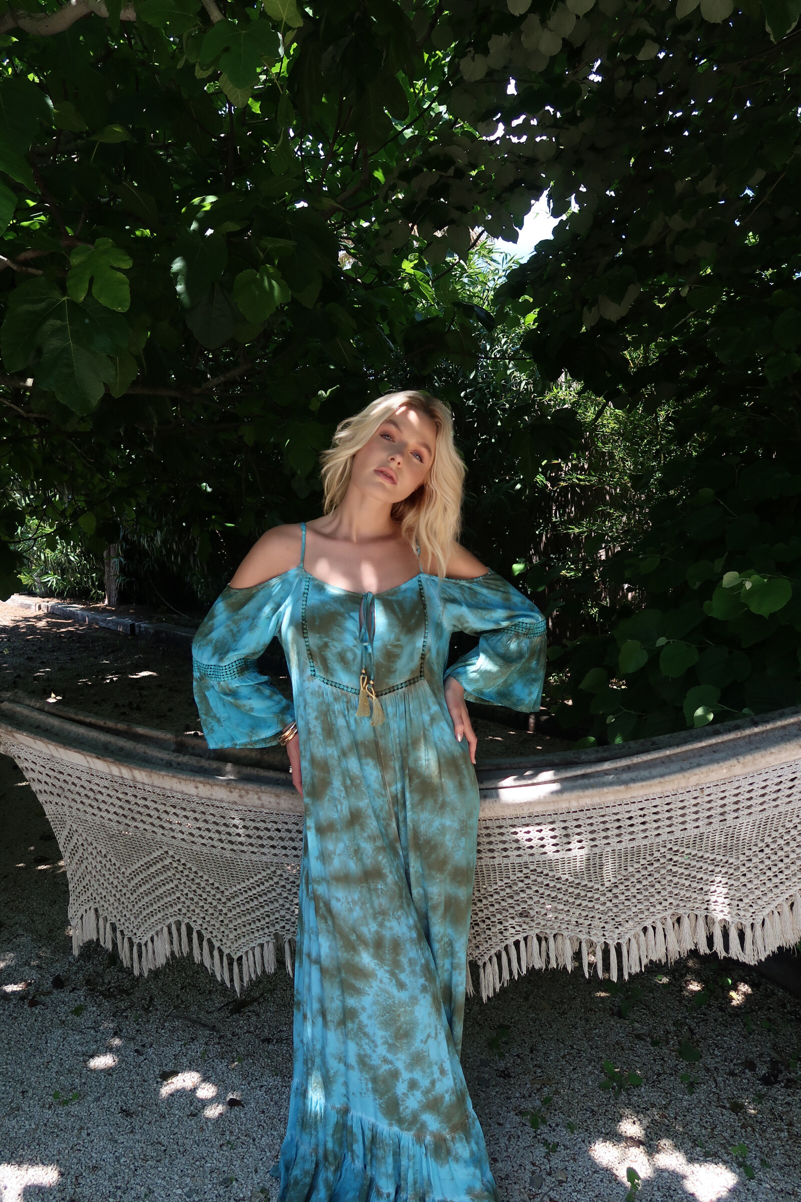 Großhändler Last Queen - Fließender Jumpsuit-Kleid im ausgewaschenen Stil, mit dünnen Trägern, ausgestellter Schnitt