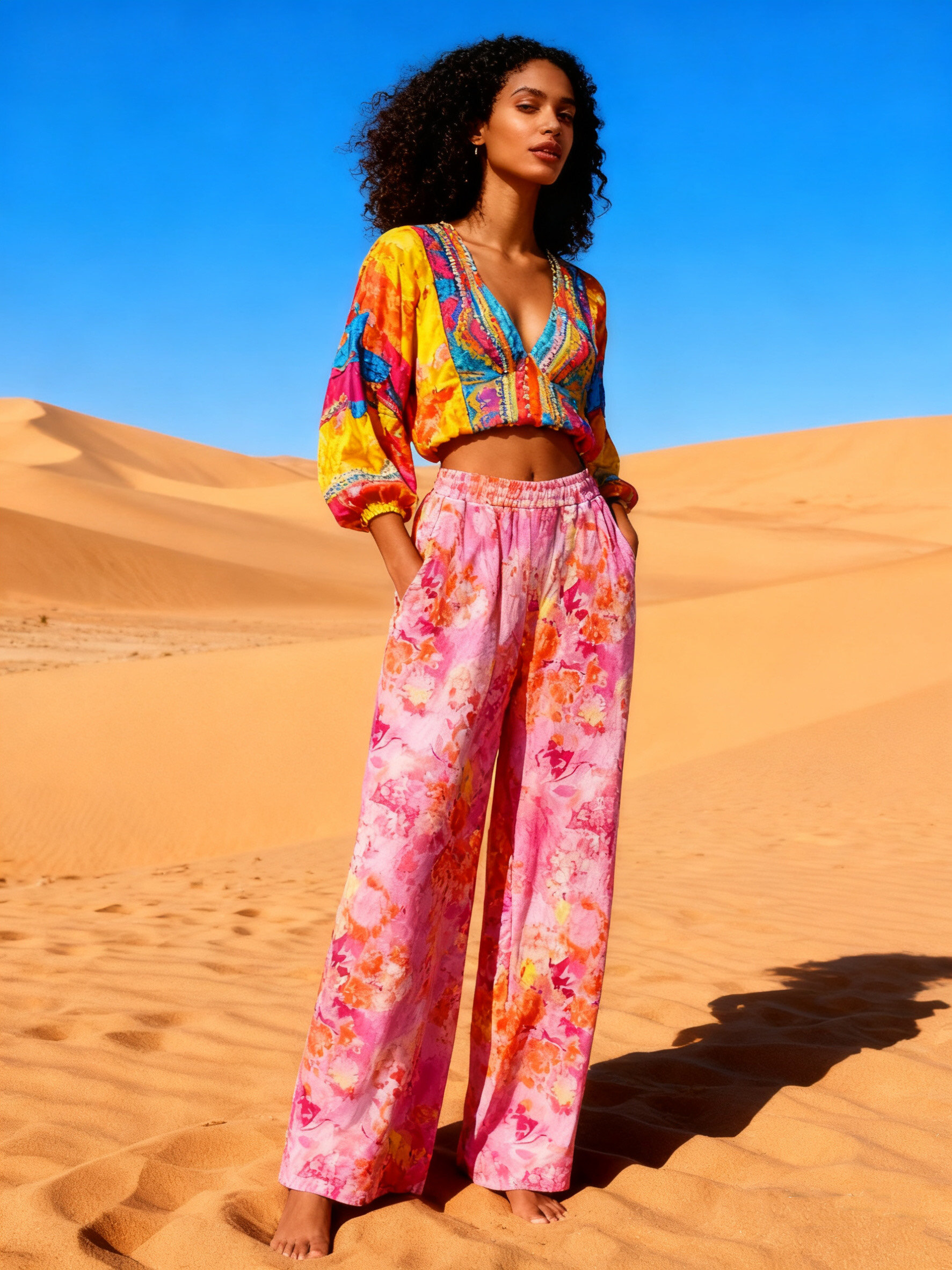 Wholesaler Last Queen - Wide-leg pants with watercolor pattern