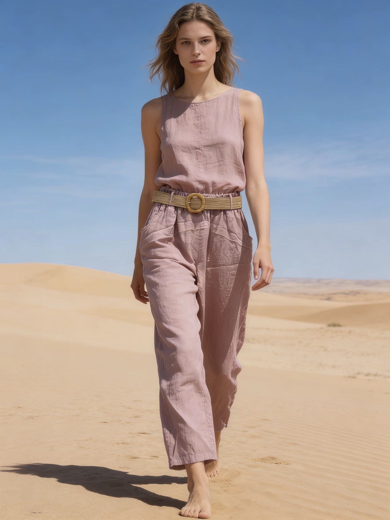 Mayorista Last Queen - Pantalón de Lino Casual con Cinturón