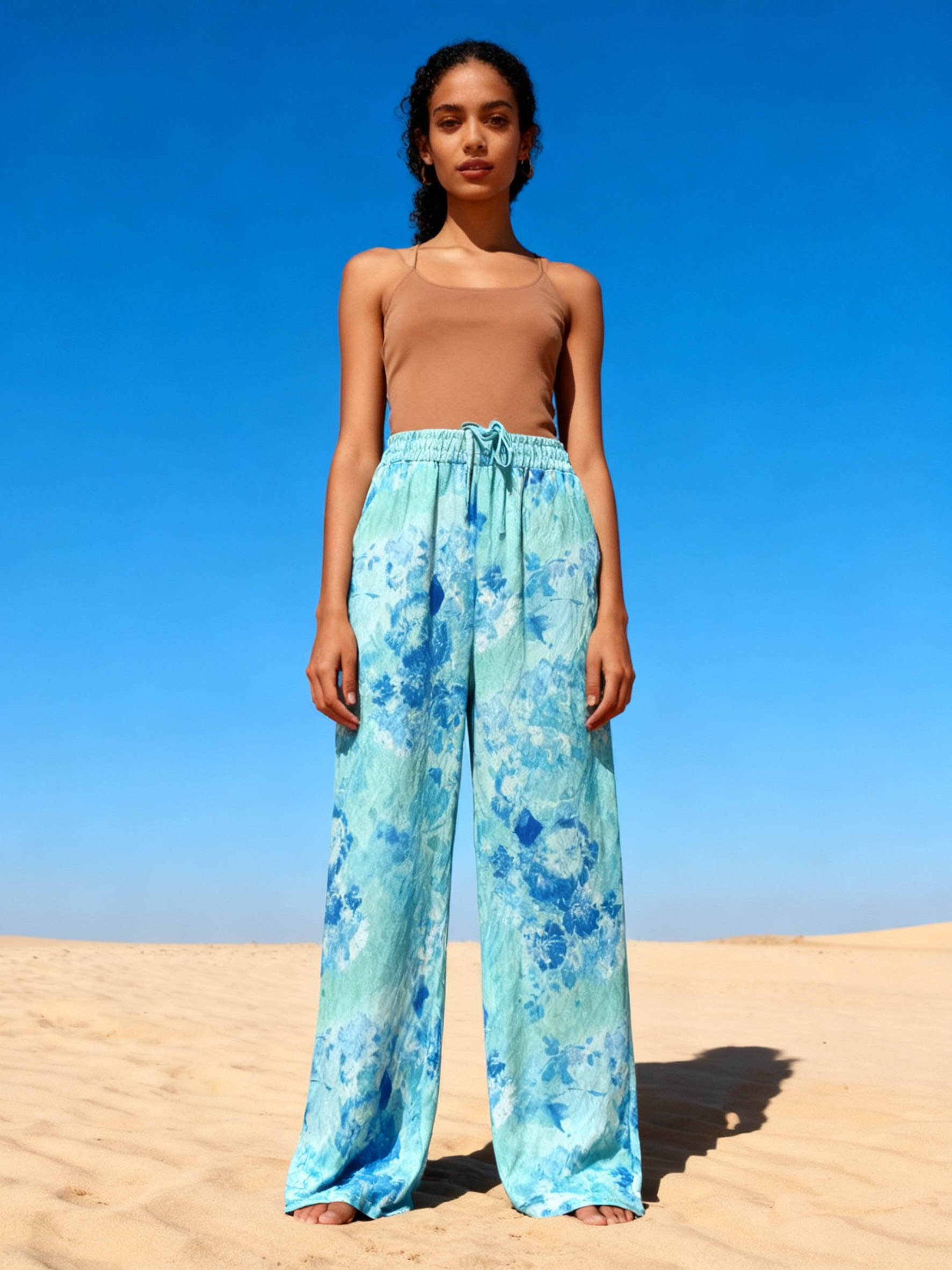 Wholesaler Last Queen - Wide-leg pants with watercolor pattern