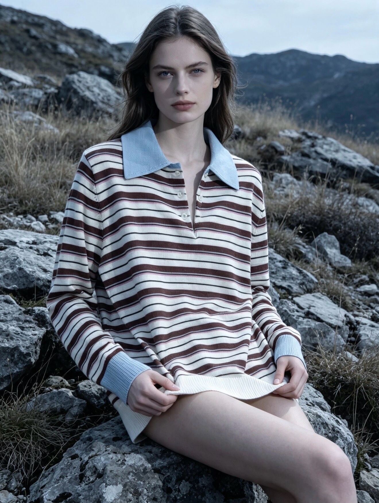 Wholesaler Last Queen - Fine knit rugby polo-style sweater with long sleeves