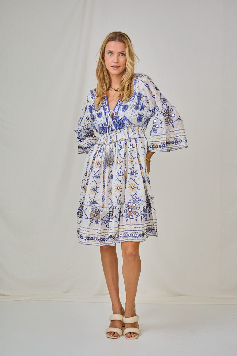 Wholesaler Last Queen - Long dress embroidered with sequins, V-neck with lining