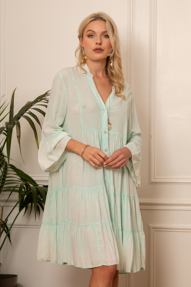 Grossiste Last Queen - Robe mi-longue style délavé，avec Coupe décontractée et évasée