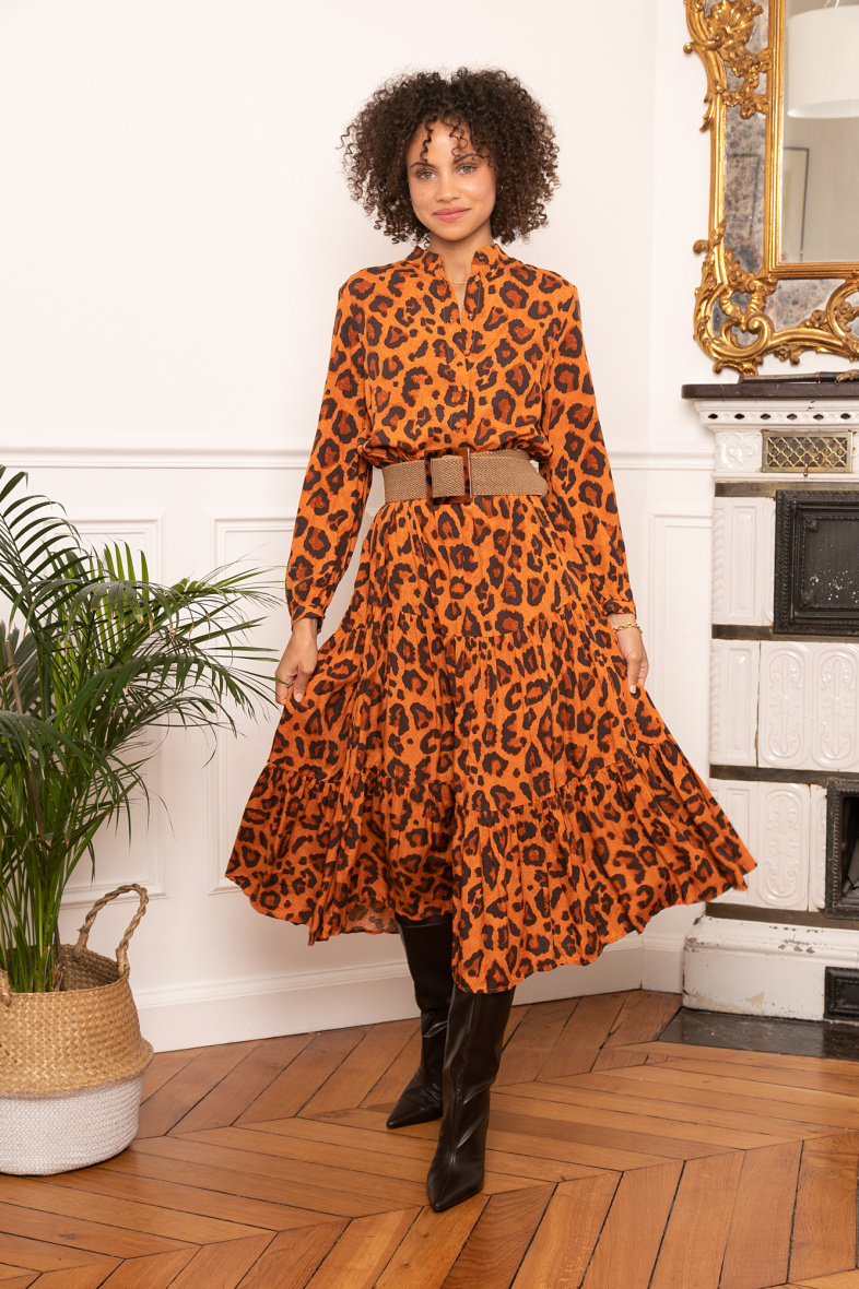 Wholesaler LAST QUEEN OUTLET - Classic maxi dress printed loose fit with ruching