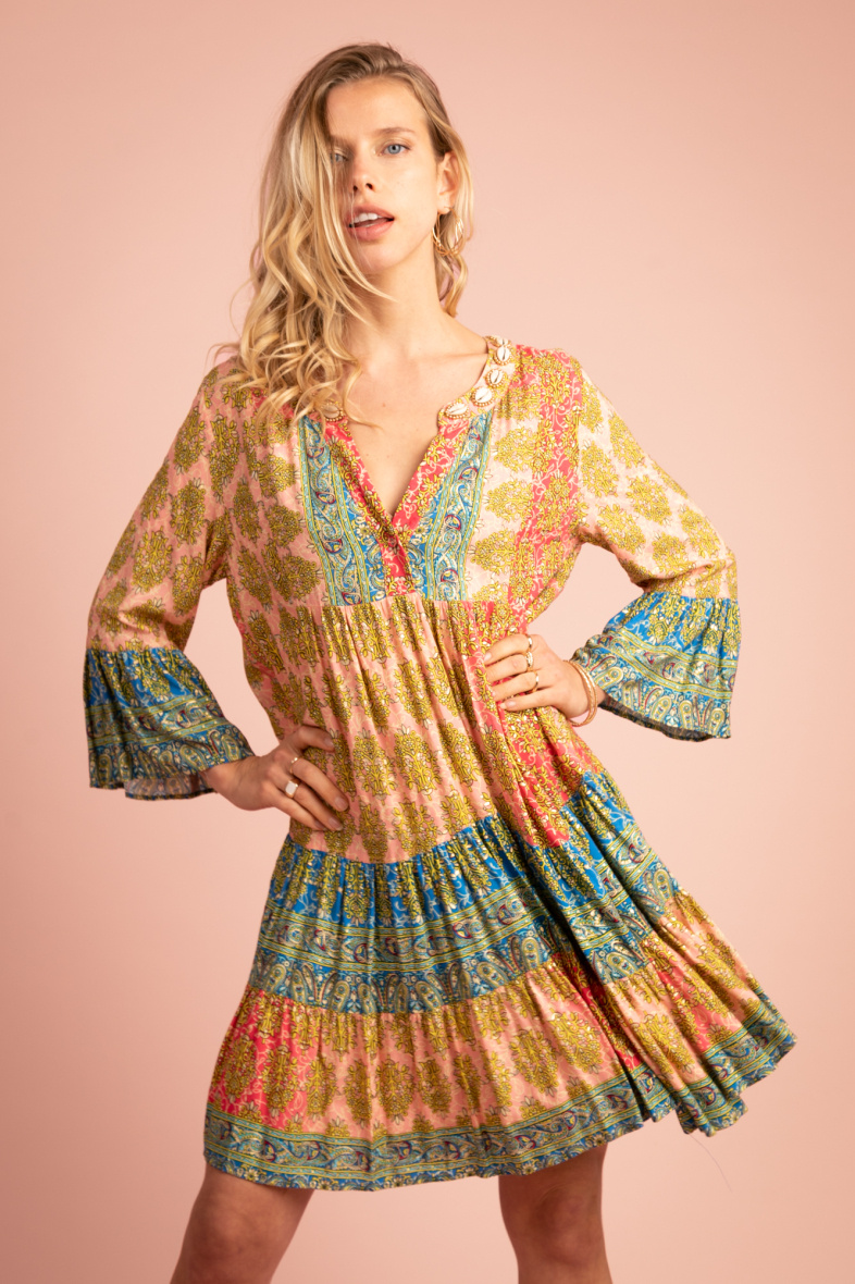 Wholesaler LAST QUEEN OUTLET - Seashell-embroidered tunic dress with gilding effect