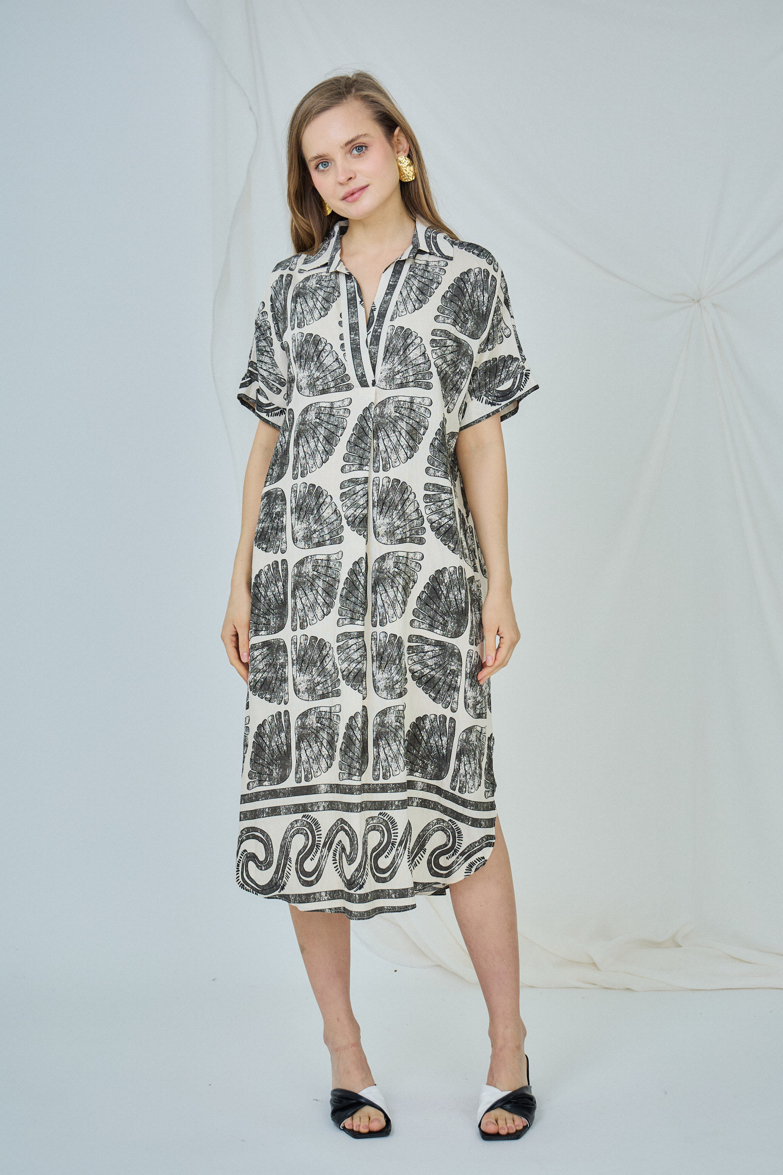 Wholesaler Last Queen - Printed shirt dress, flared cut with shirt collar