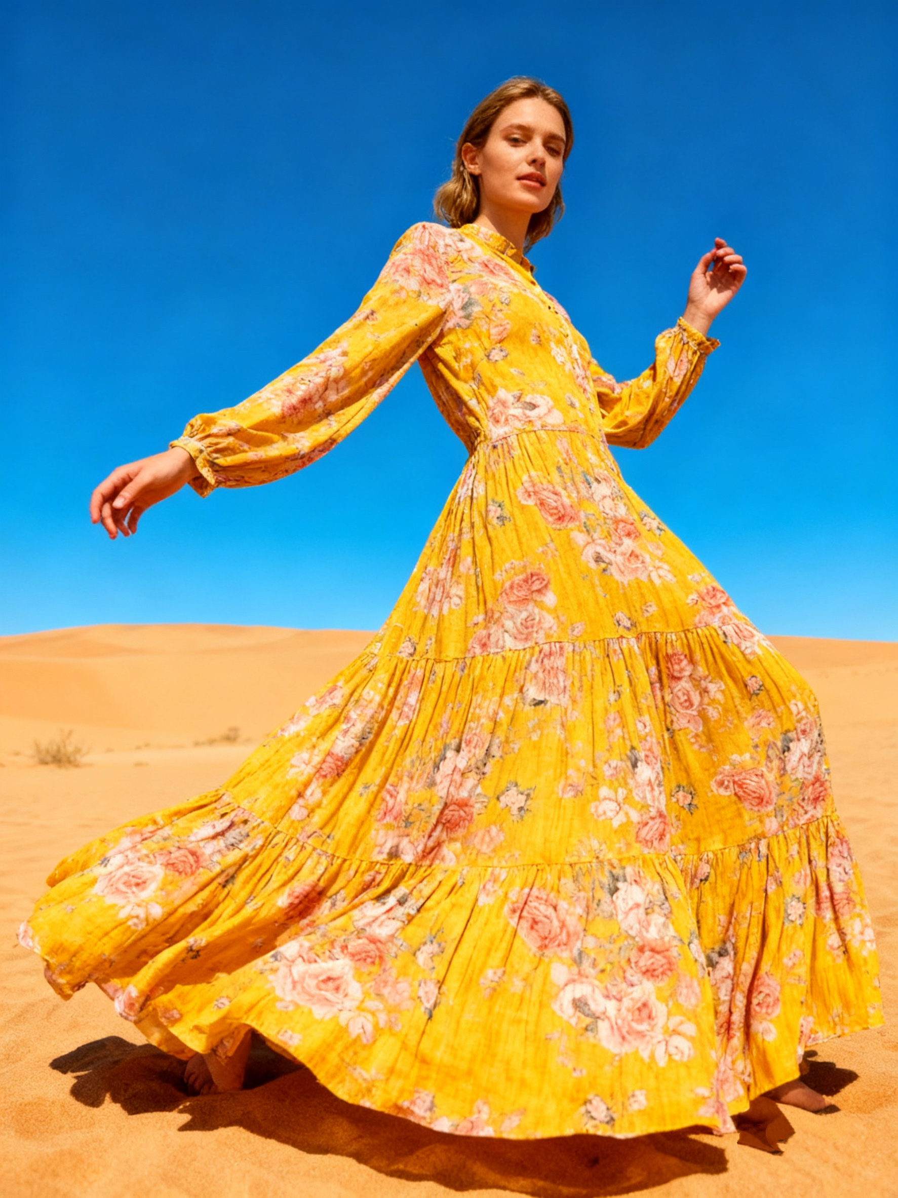 Wholesaler Last Queen - Flowy shirt-style dress with floral print, buttoned front, smooth fabric 43% silk