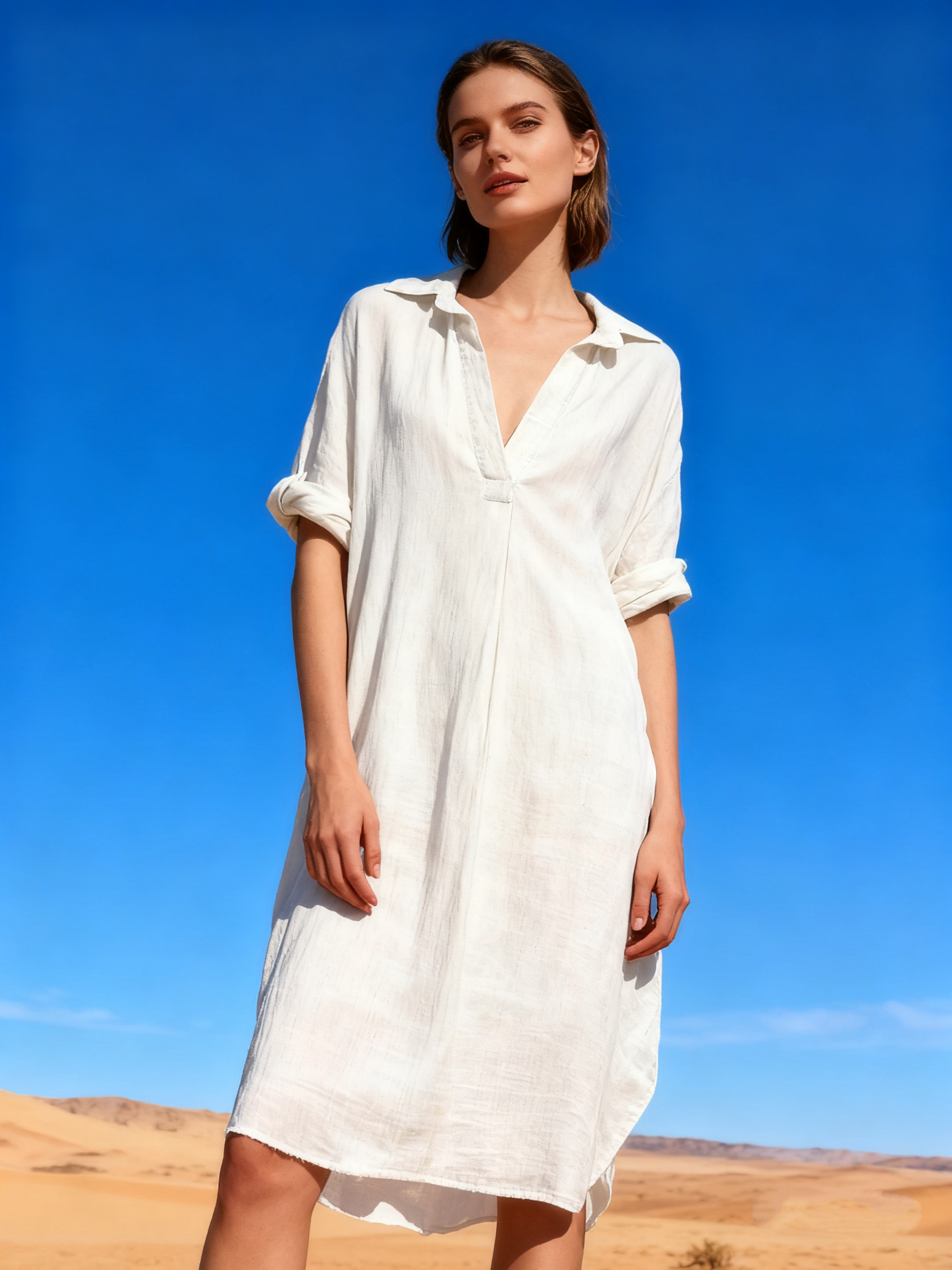 Wholesaler Last Queen - Tunic dress, V-neck, flared cut with hidden pockets