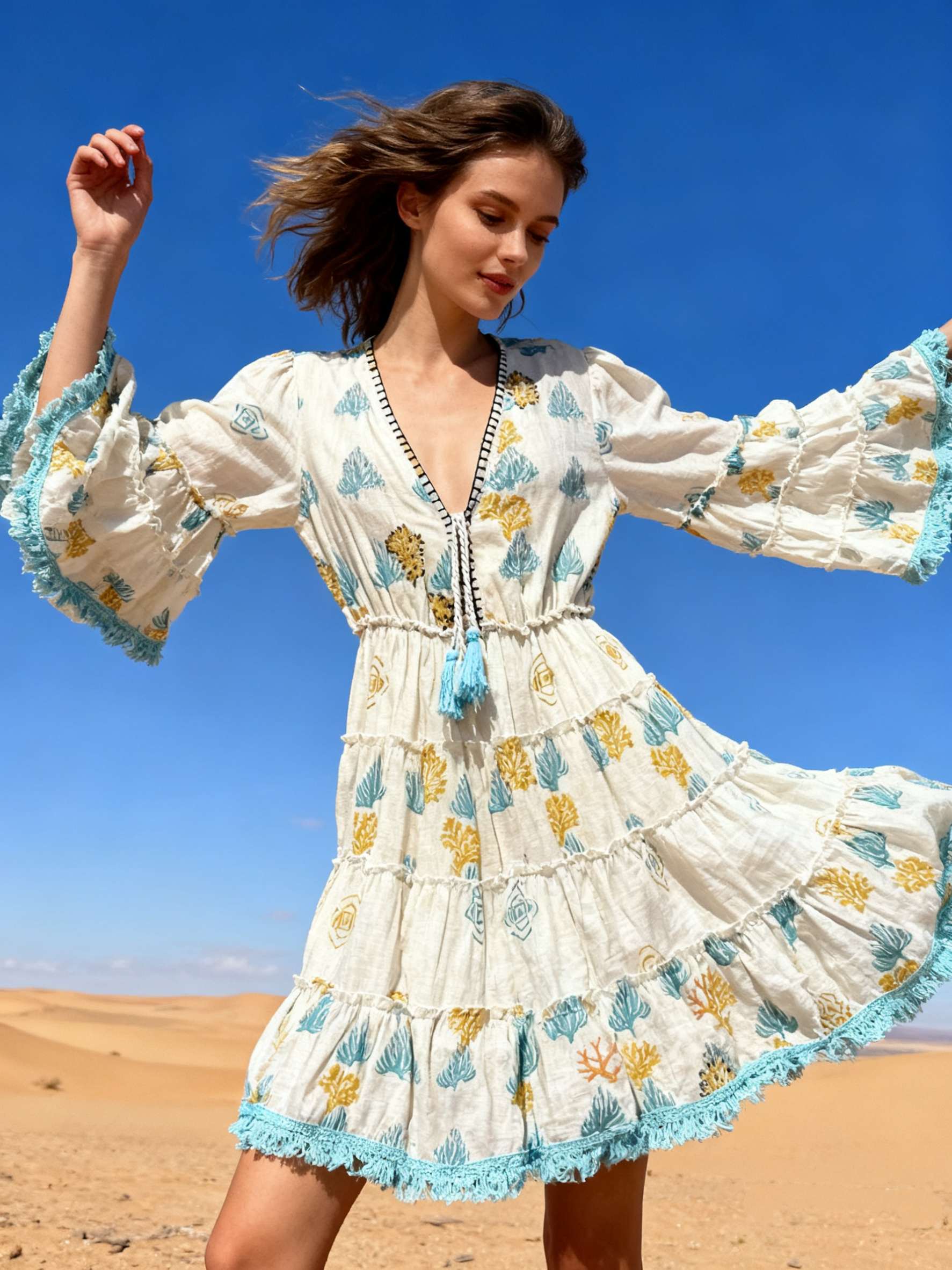 Wholesaler Last Queen - Airy mid-length dress with embroidery
