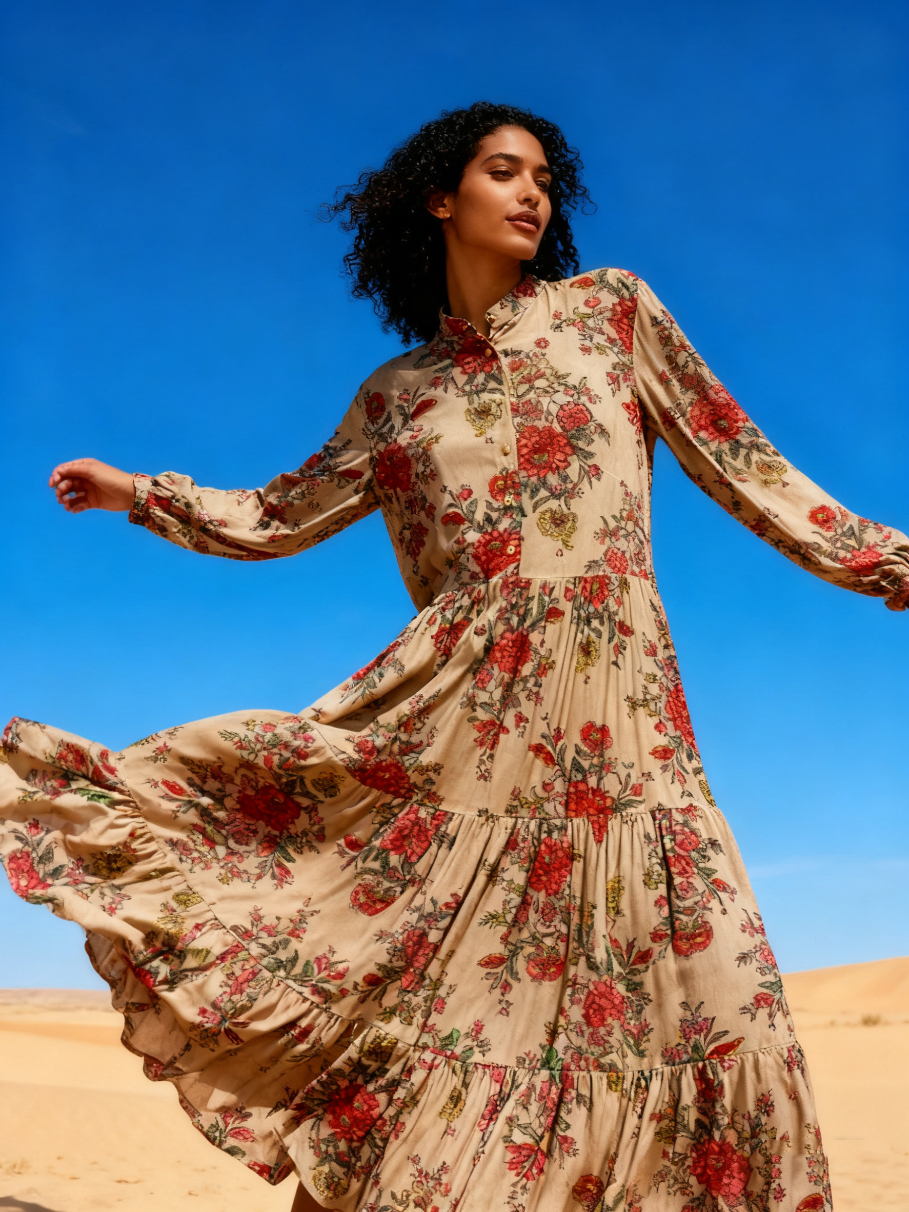 Wholesaler Last Queen - Flowy shirt dress with Paisley print, flared cut