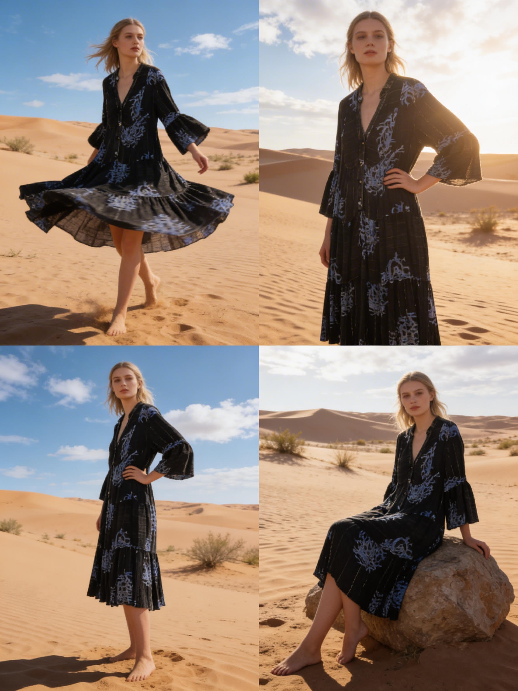 Großhändler Last Queen - Langes Kleid mit Korallenmuster, verwaschener Stil mit Lurex, ausgestellter Schnitt
