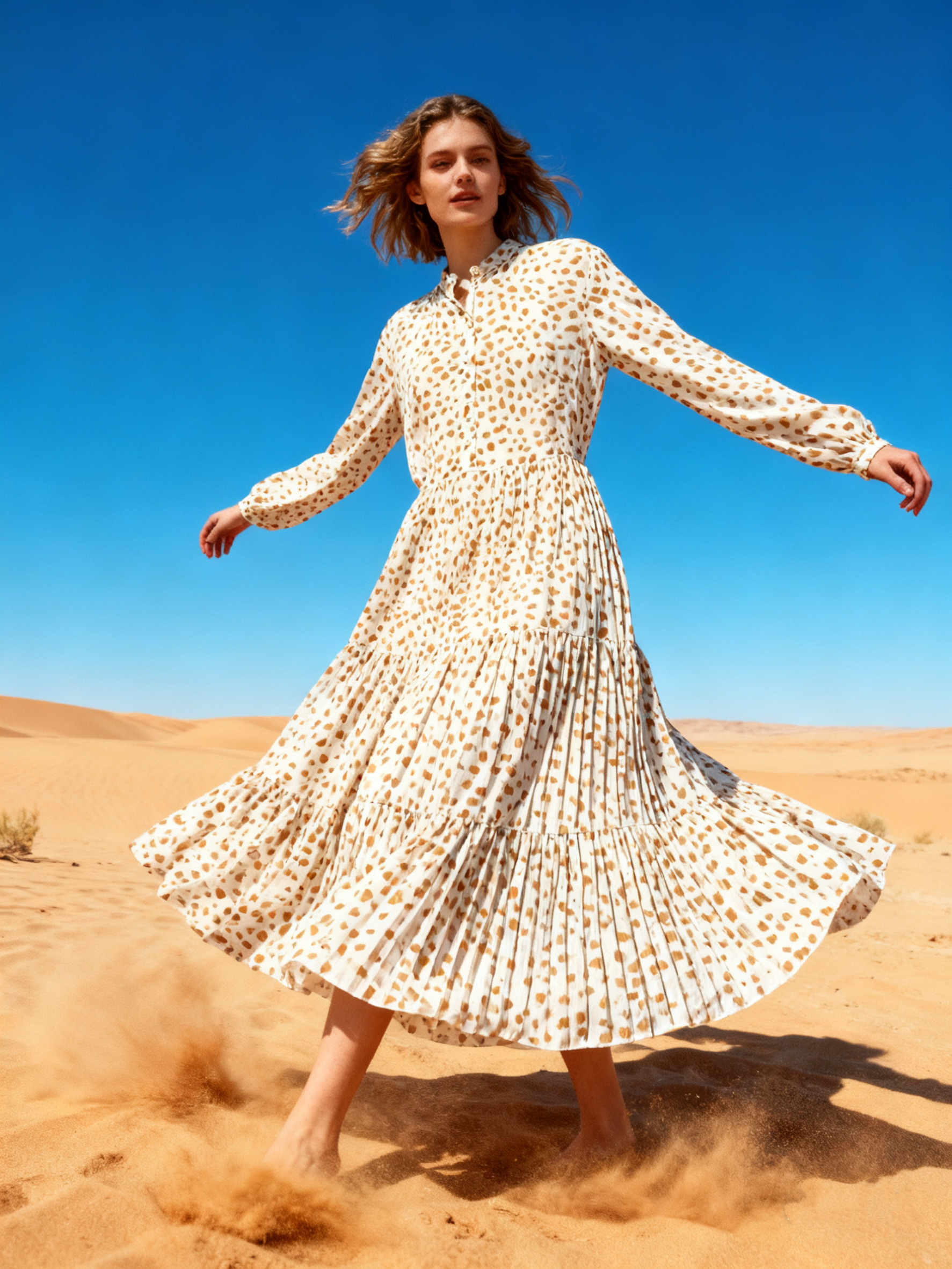 Wholesaler Last Queen - Flowy leopard print shirt dress, flared cut