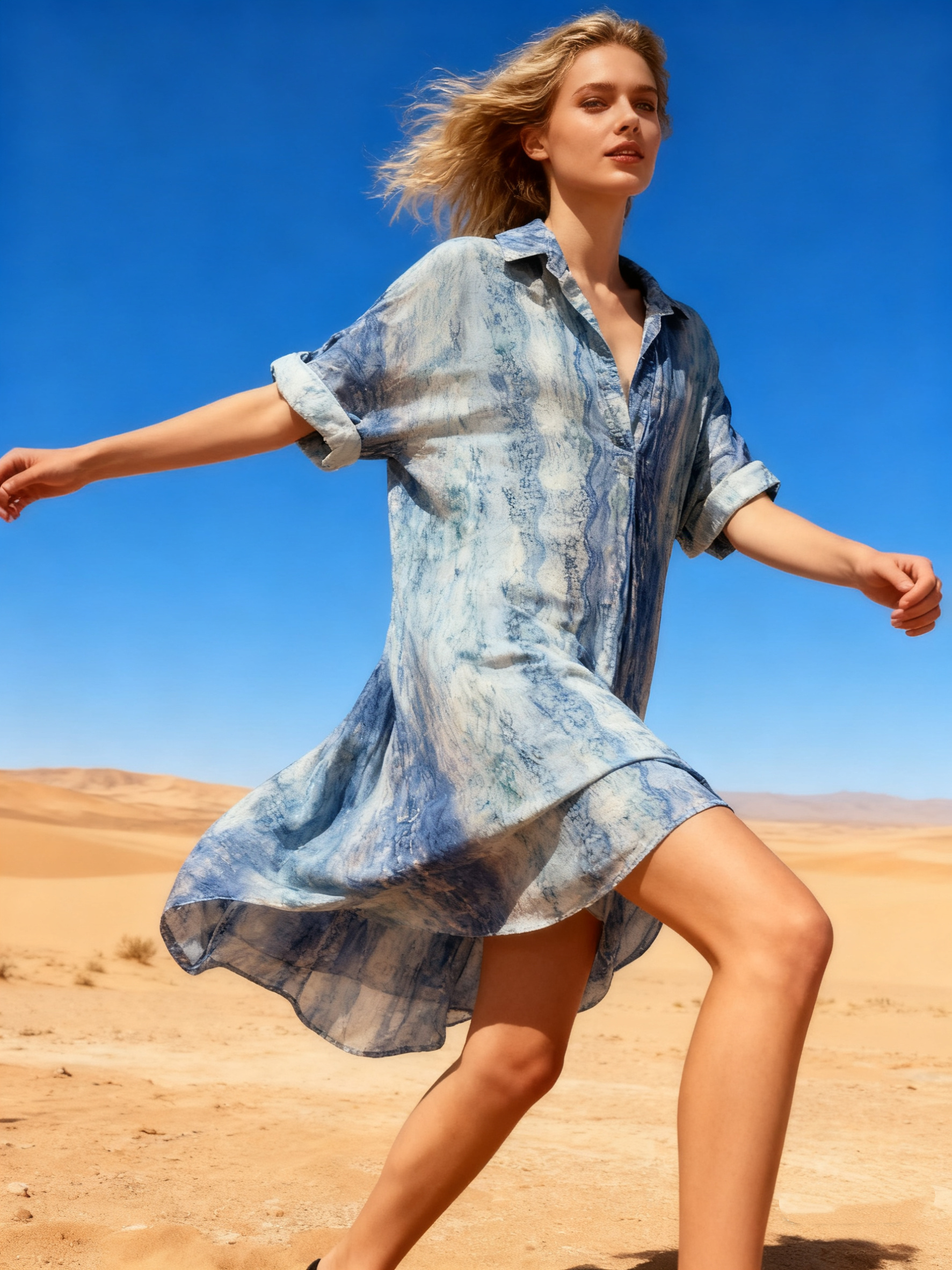 Wholesaler Last Queen - Flowy floral print shirt dress, flared cut