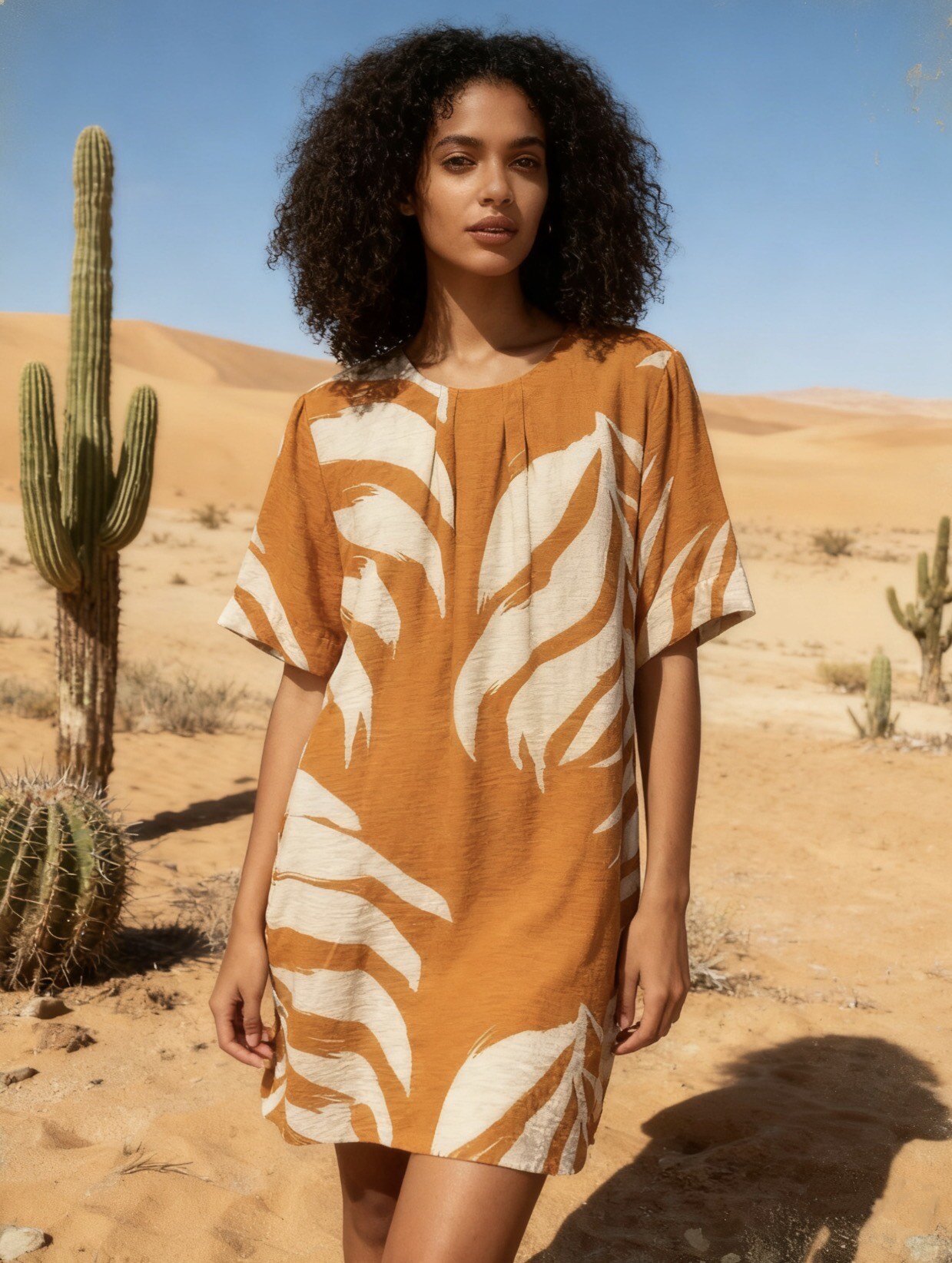 Wholesaler Last Queen - Tropical print dress with round neckline