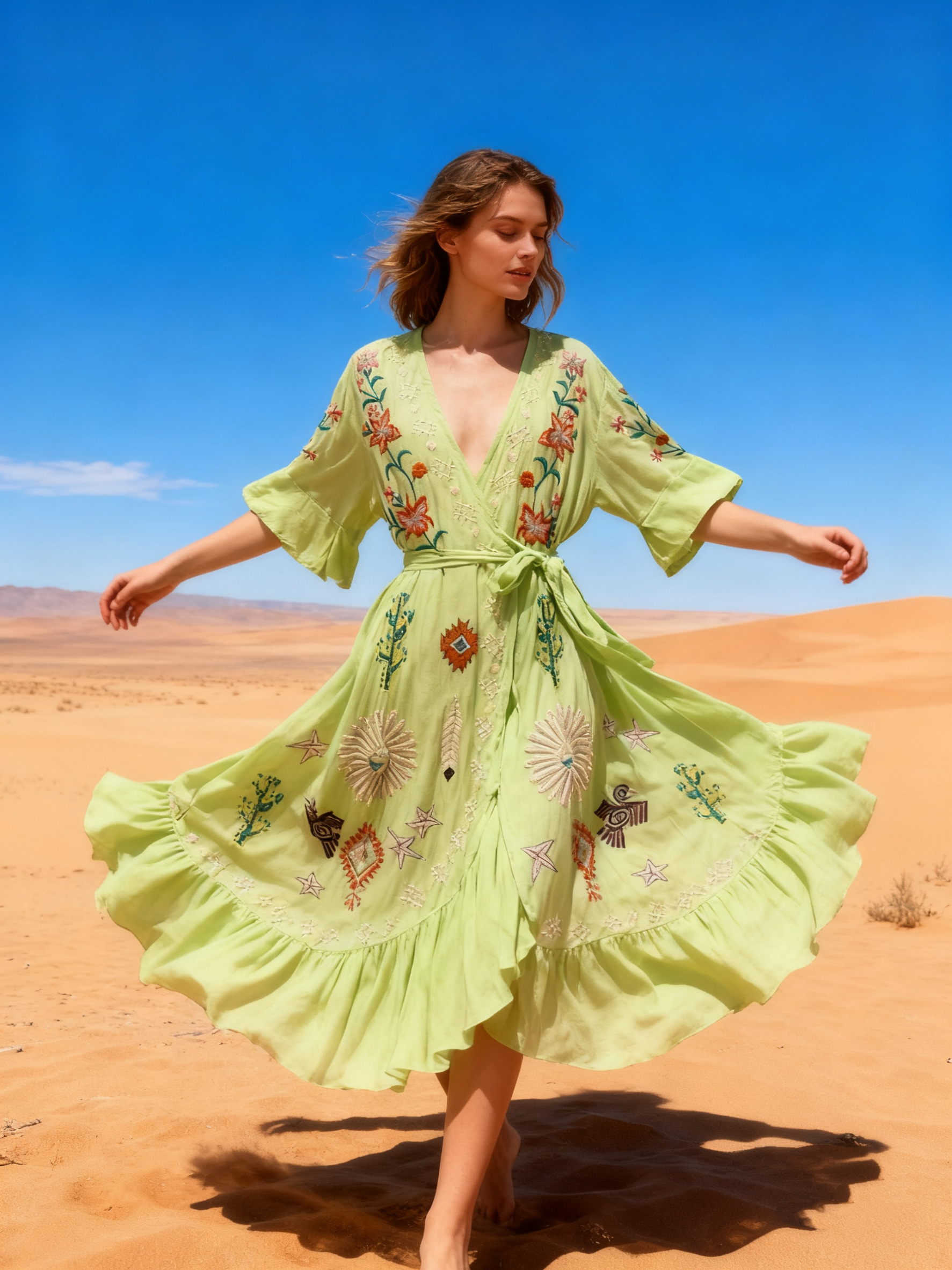 Wholesaler Last Queen - Asymmetrical embroidered long dress, wrap style