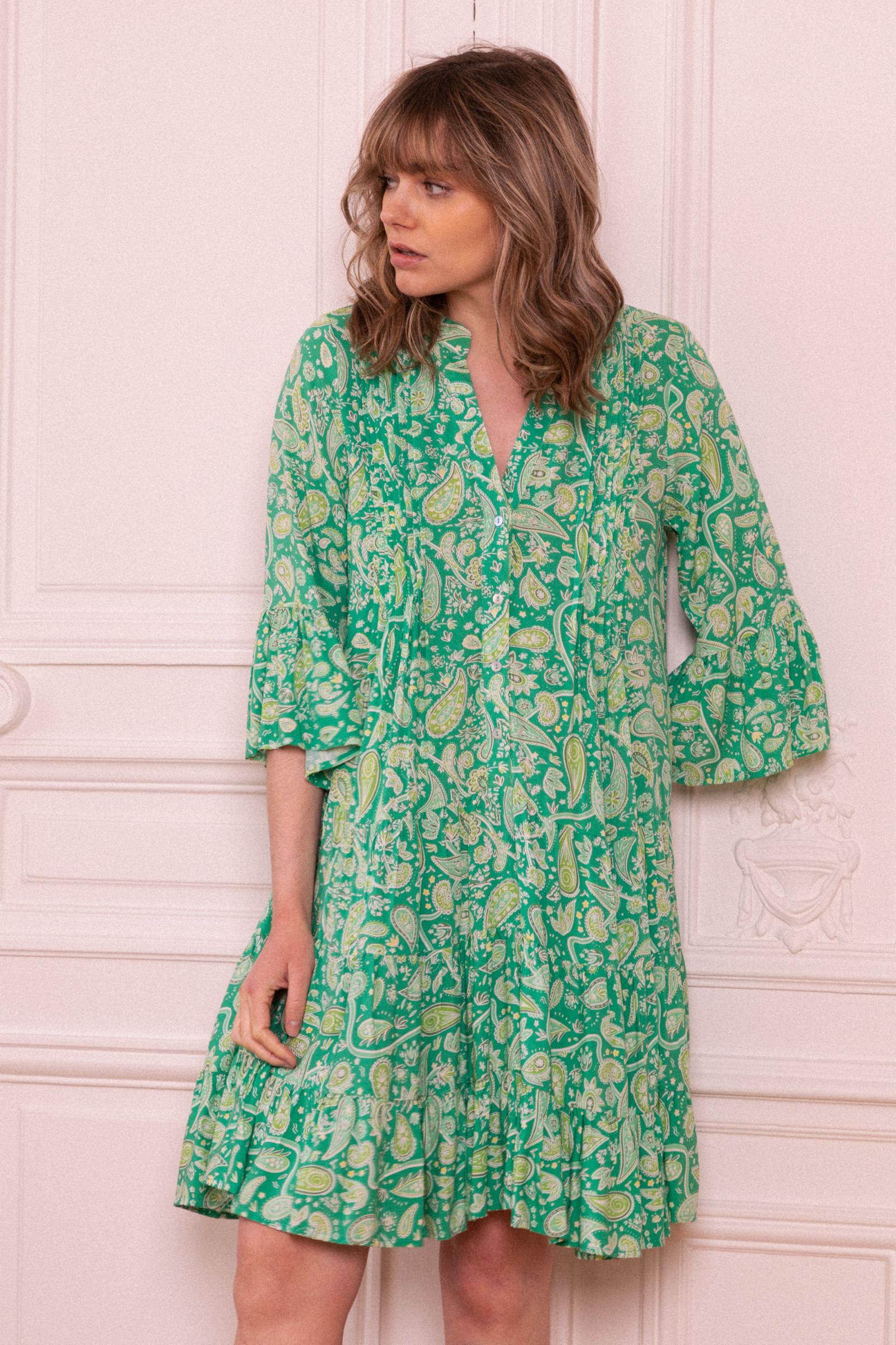 Grossiste Last Queen - Robe mi-longue style tunique évasée, à imprimé Paisley