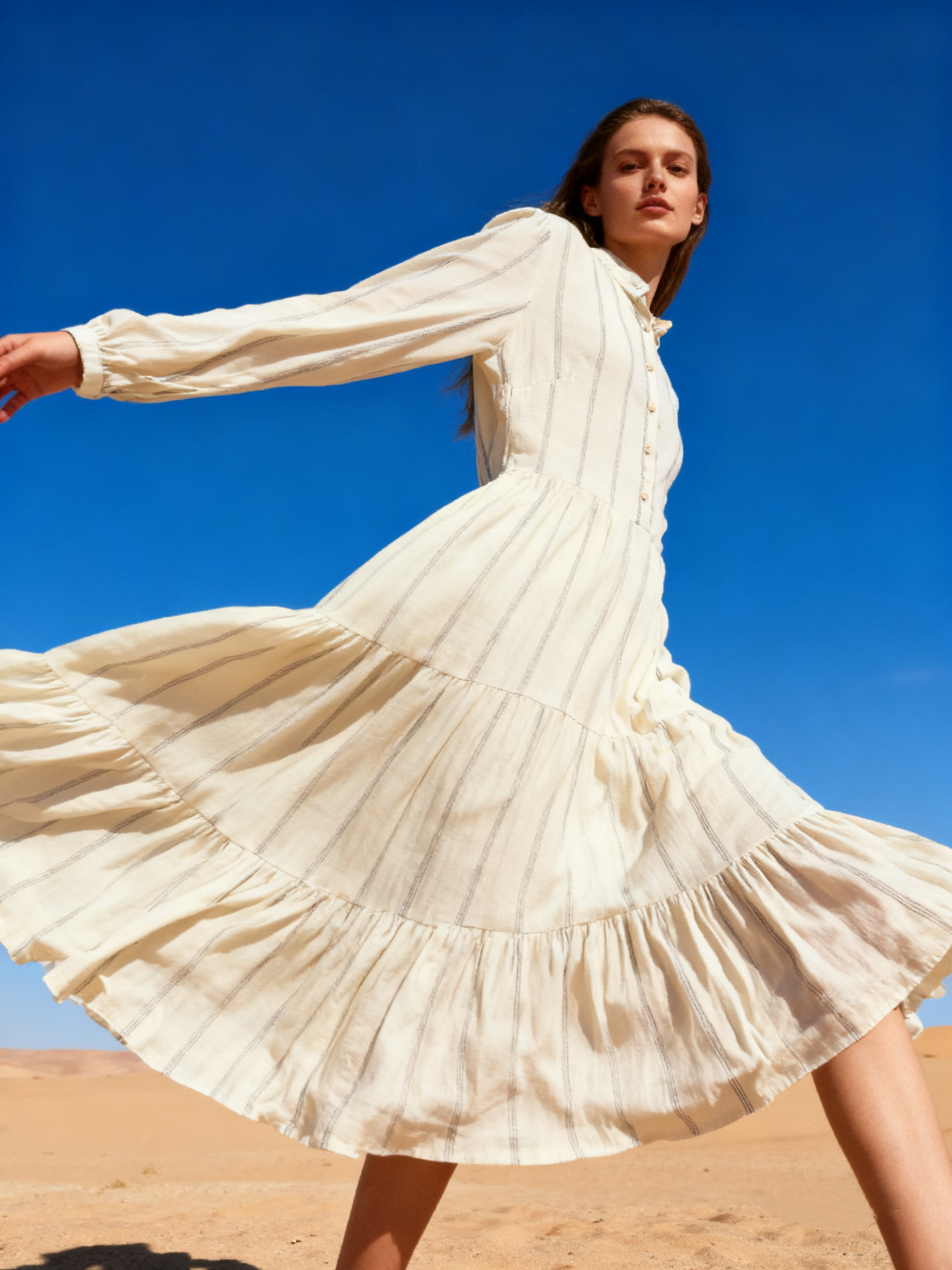 Wholesaler Last Queen - Flowy shirt-style dress with print, buttoned front