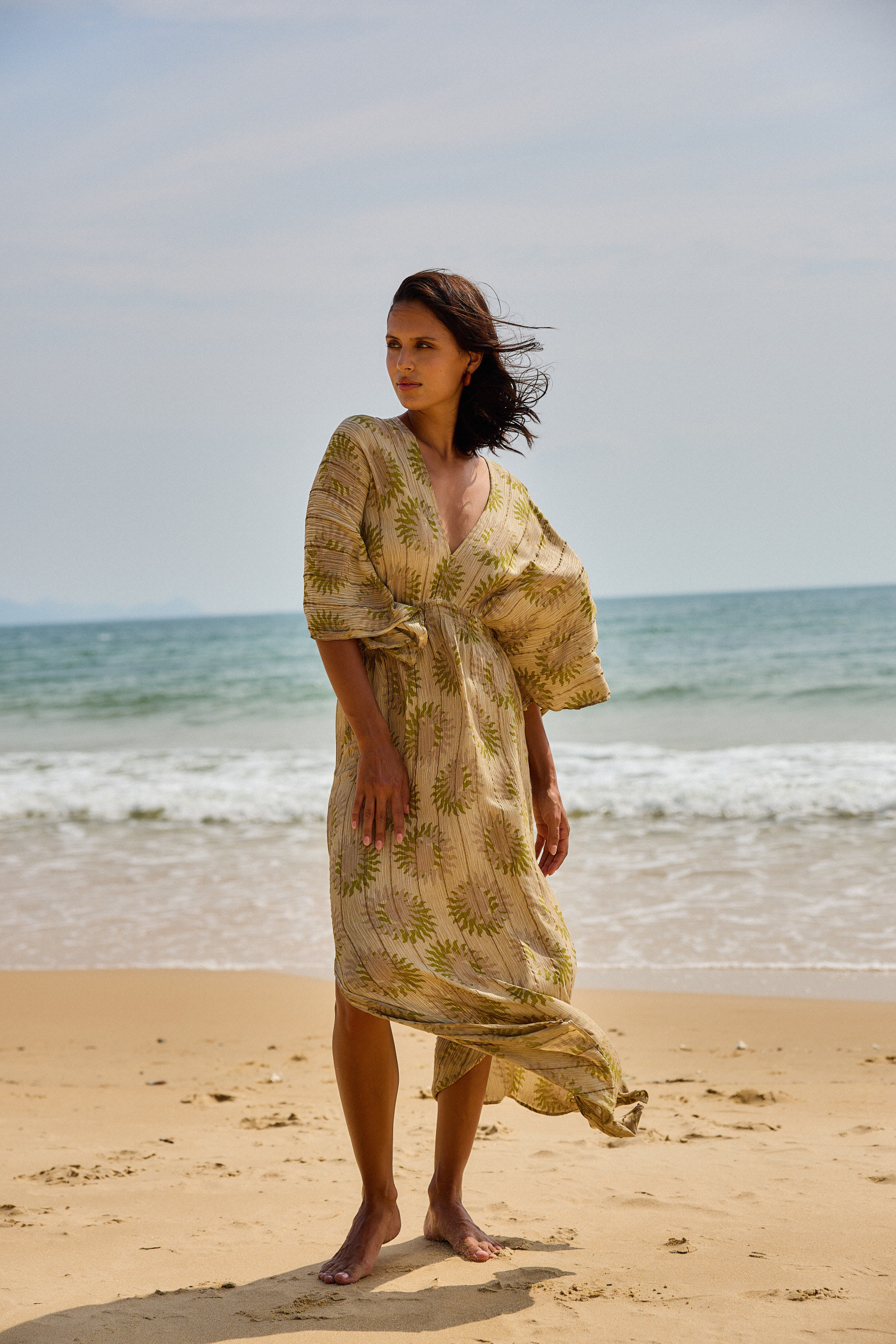 Grossiste Last Queen - Maxi robe à imprimée géométrique avec LUREX en Bohême, Manches chauves souris