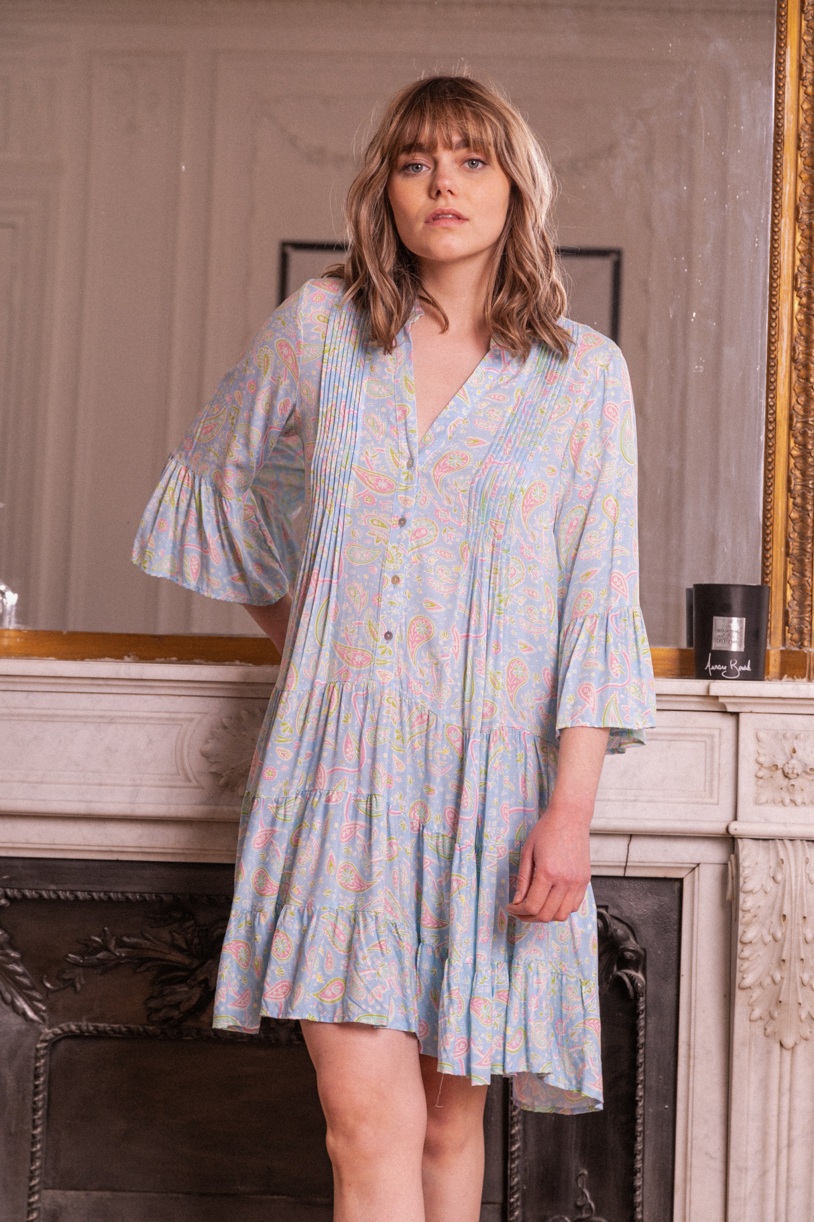 Grossiste Last Queen - Robe mi-longue style tunique évasée, à imprimé Paisley