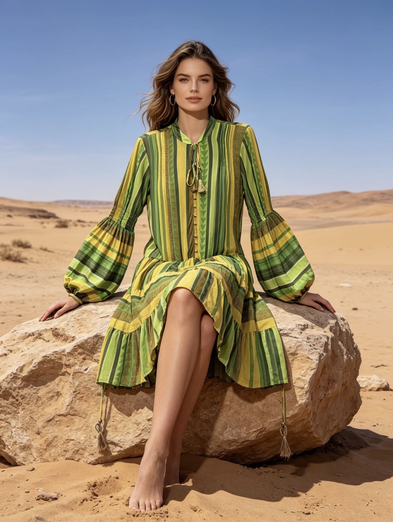 Mayorista Last Queen - Vestido de media longitud con estampado, corte holgado y fruncidos