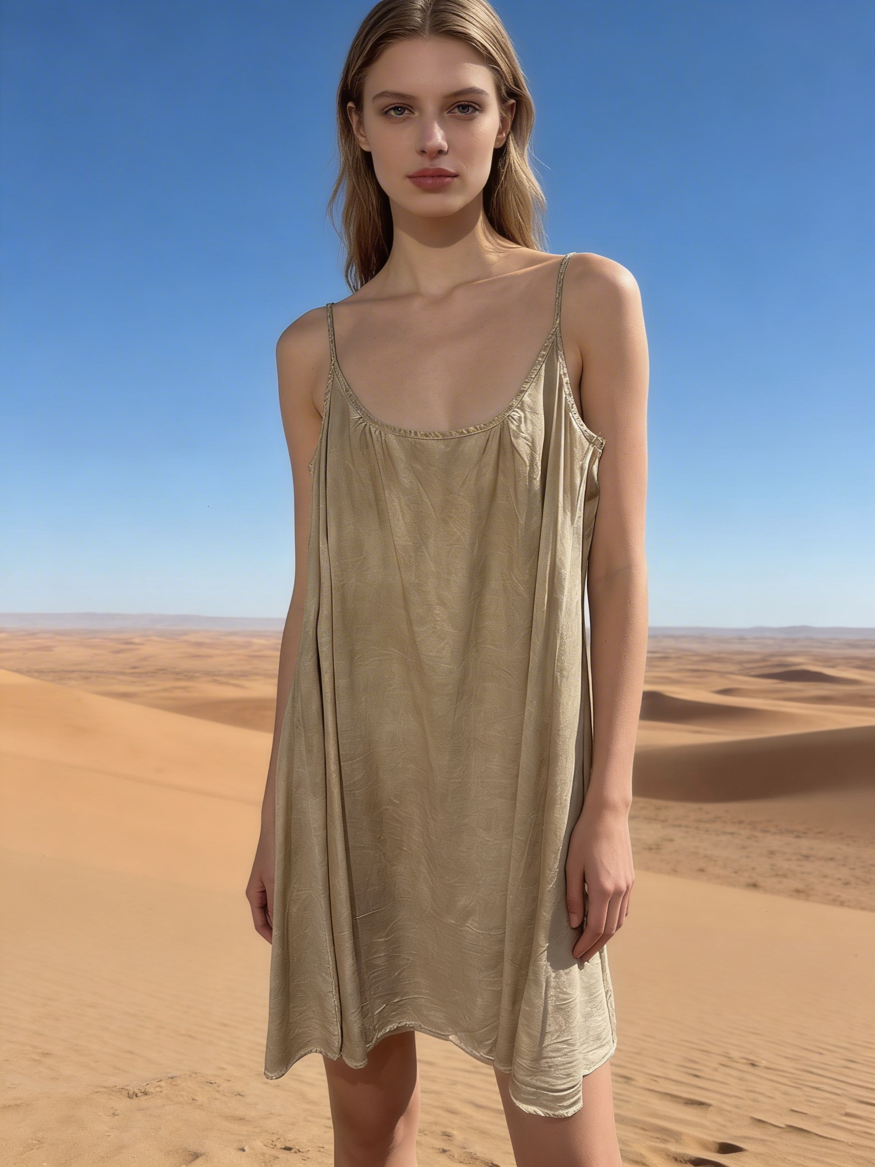 Wholesaler Last Queen - Flowy mid-length dress with thin straps, washed-out style