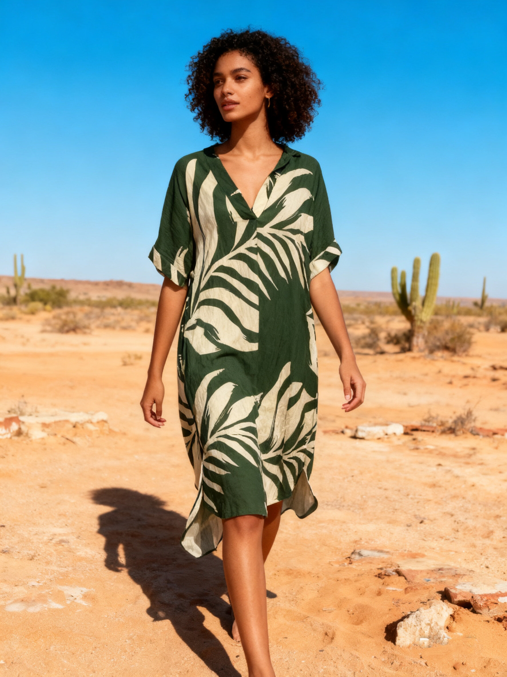 Wholesaler Last Queen - Shirt dress with tropical print
