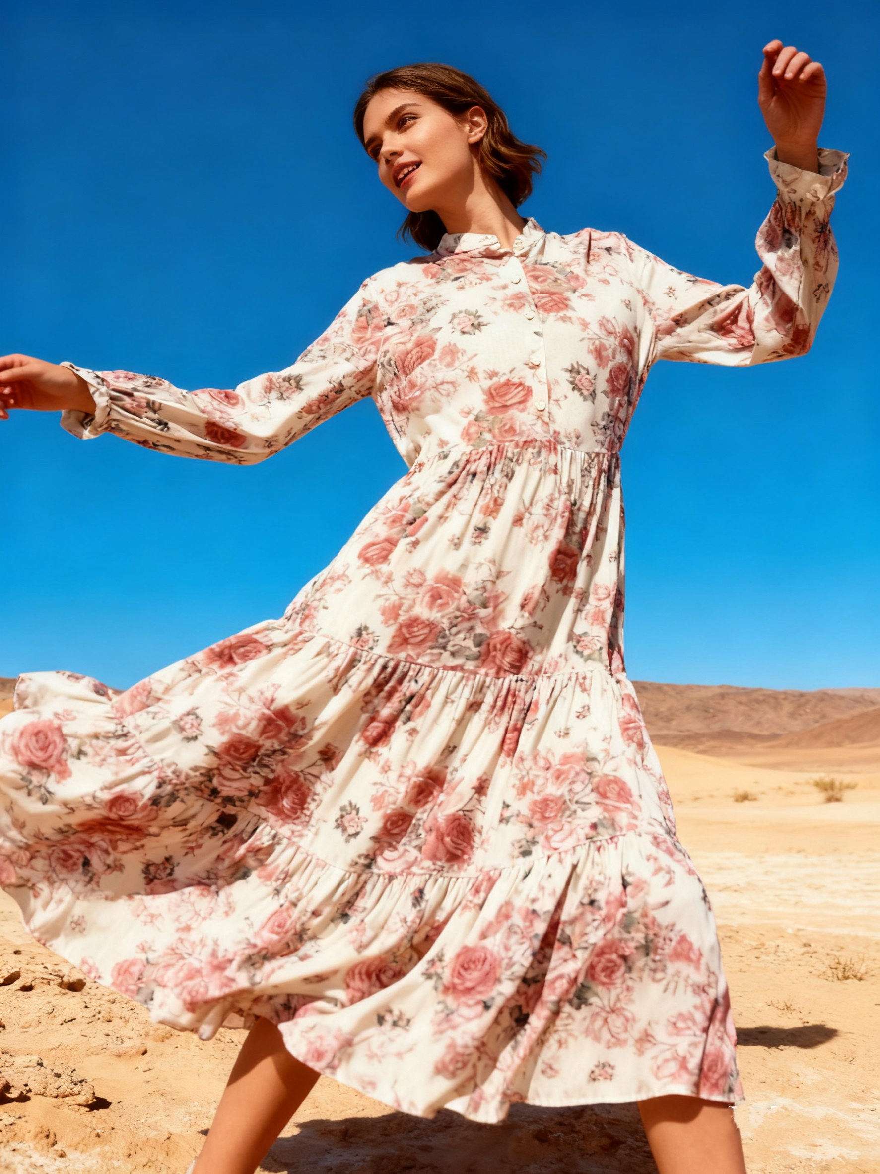 Robe à Bretelles Express Neuve - Imprimé Floral Bleu, Taille 10
