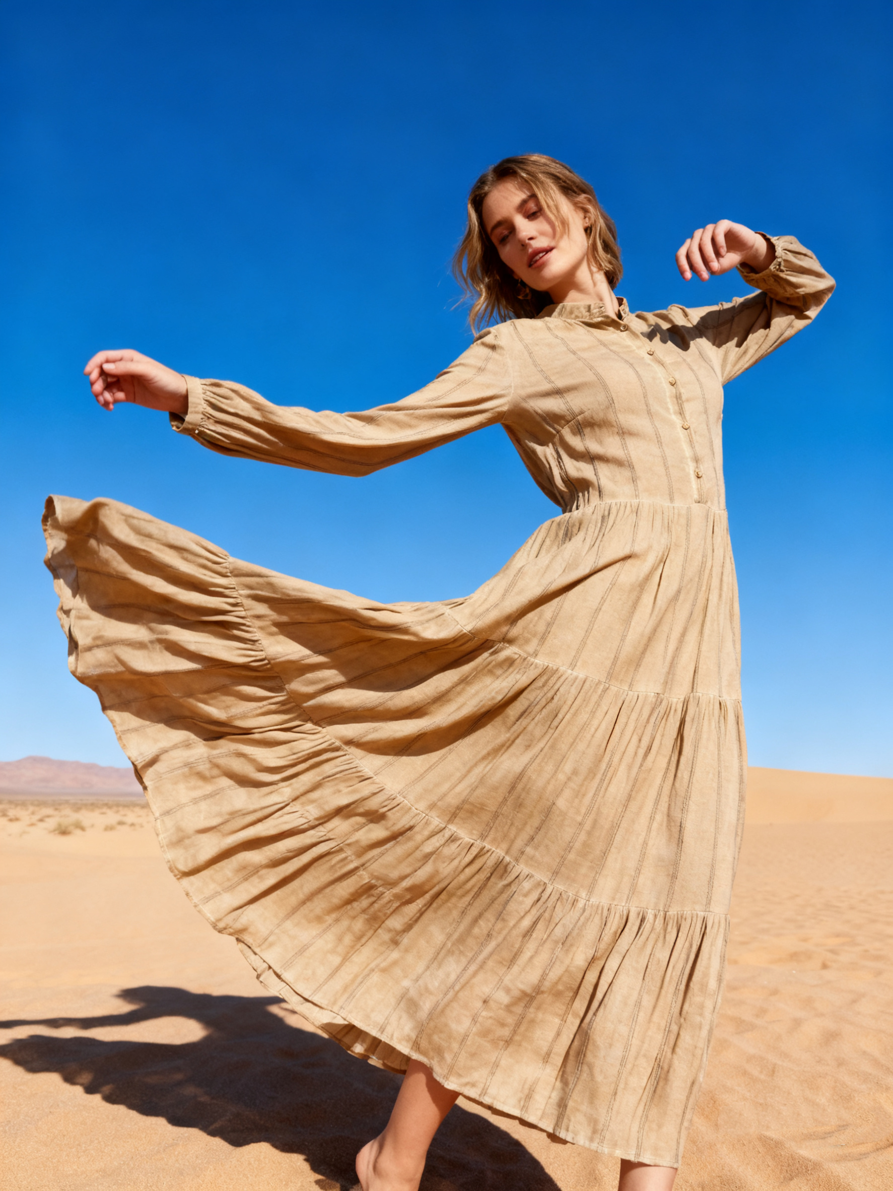 Wholesaler Last Queen - Flowy shirt-style dress with print, buttoned front