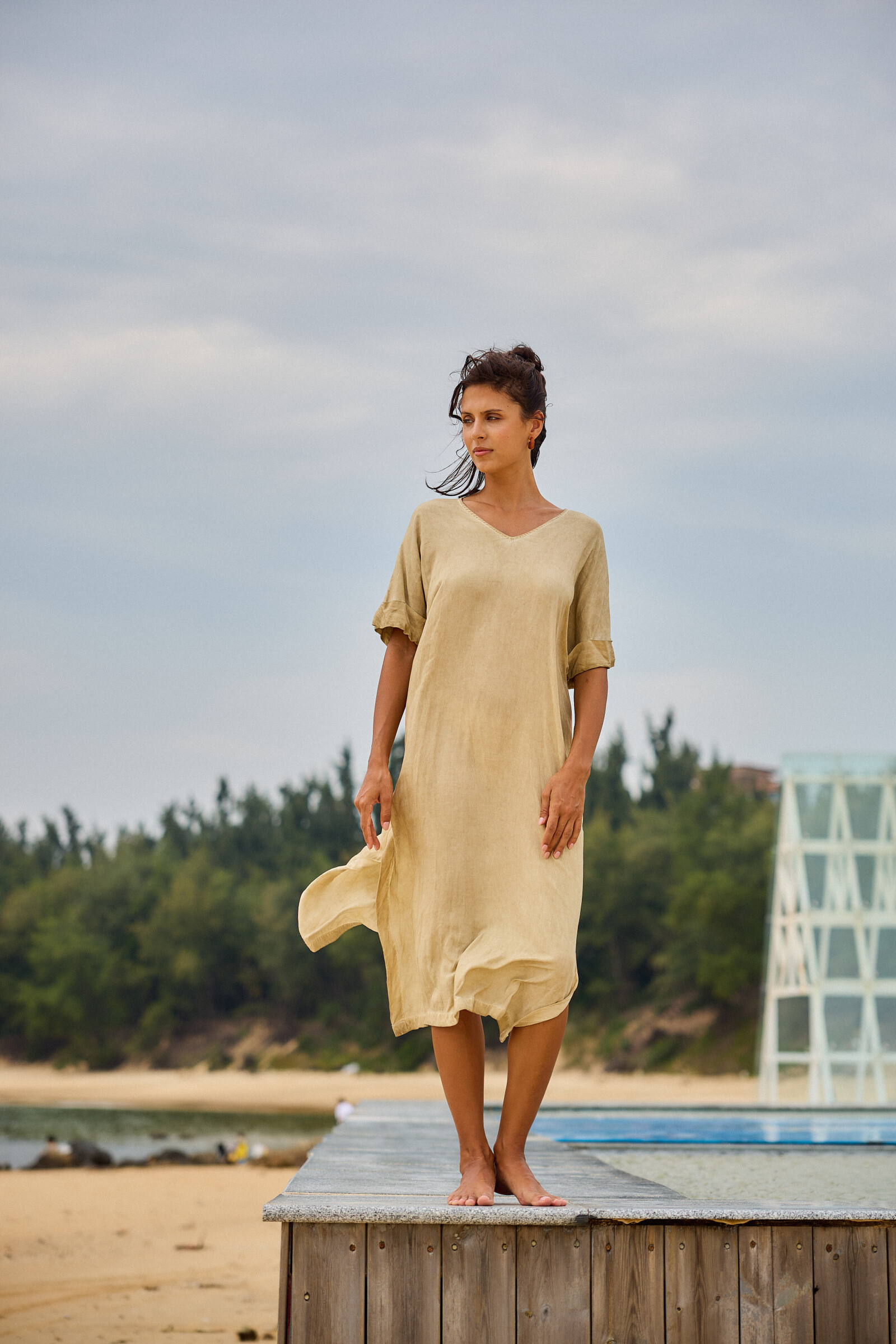 Mayorista Last Queen - Vestido midi fluido con tirantes finos y estilo desteñido