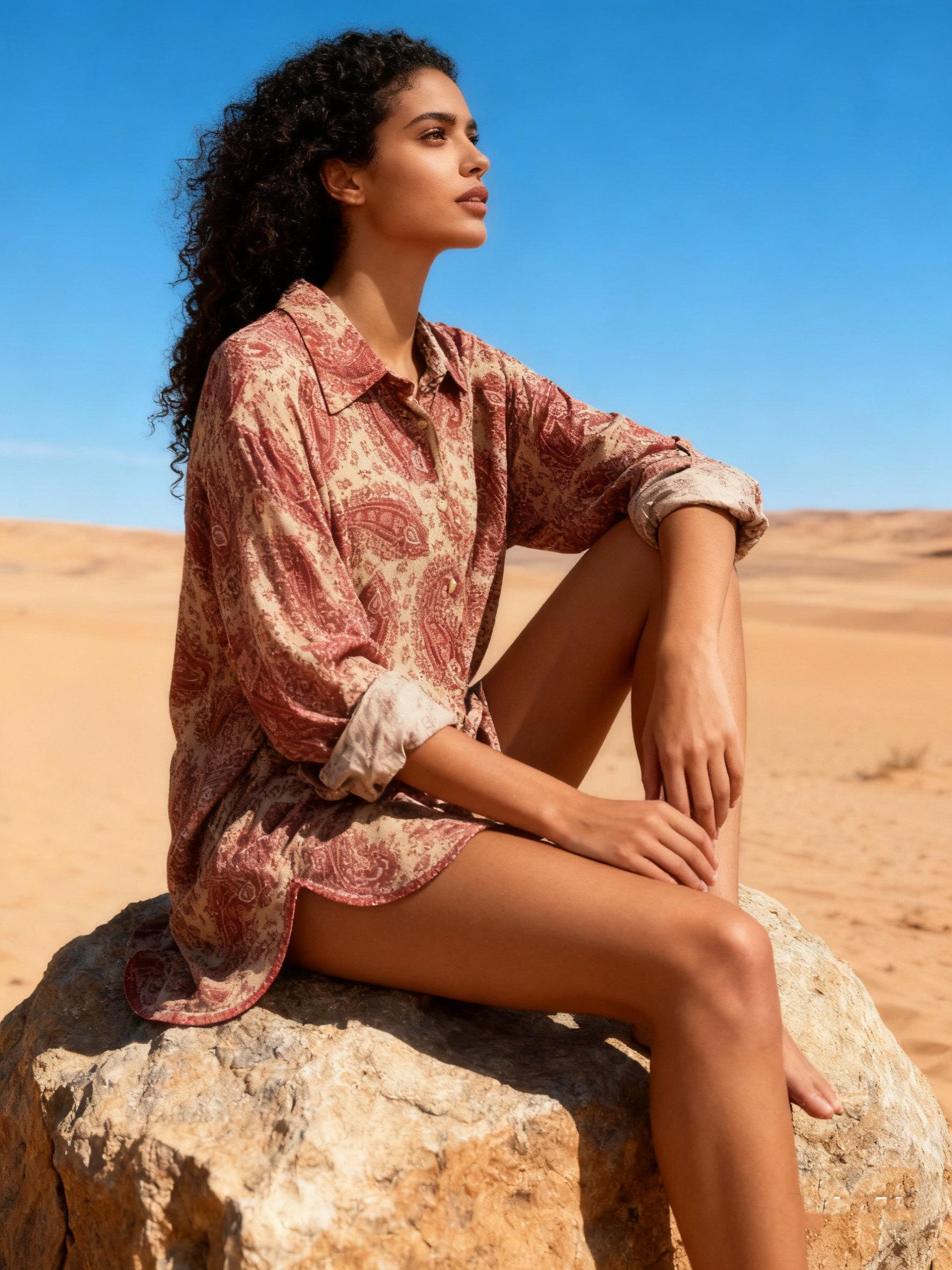 Wholesaler Last Queen - Flowy Paisley print shirt, flared cut