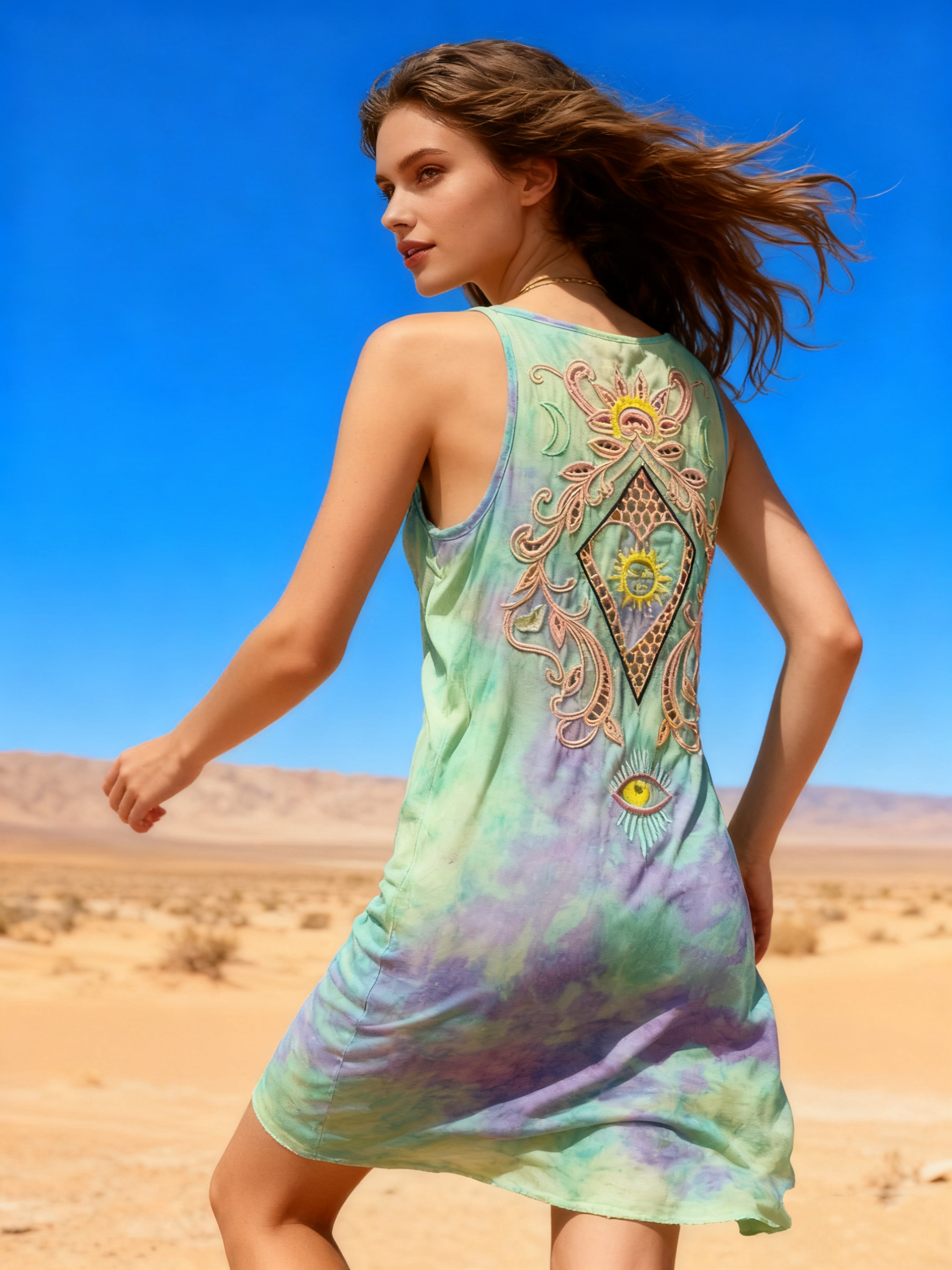 Wholesaler Last Queen - Long embroidered dress with thin straps