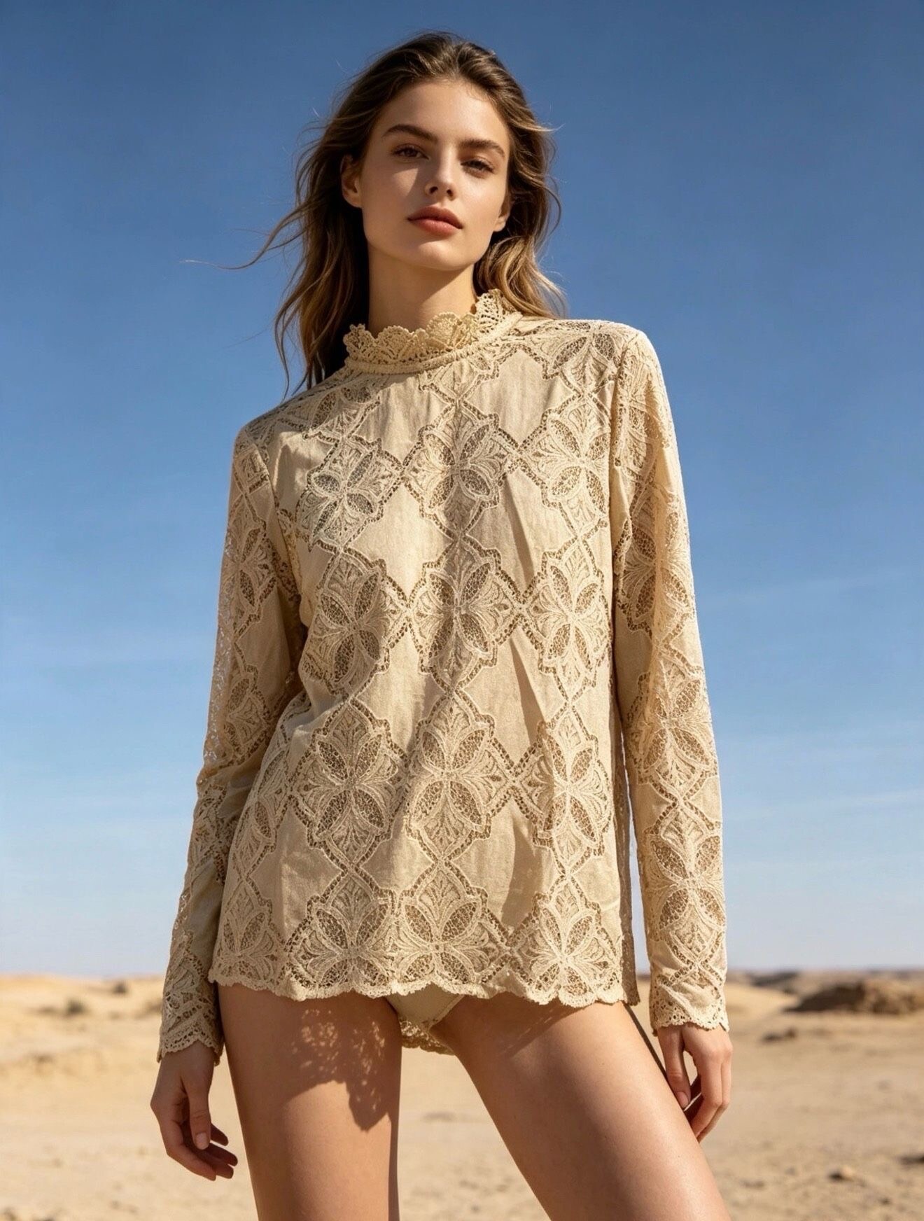 Wholesaler Last Queen - Lace turtleneck with openwork detail