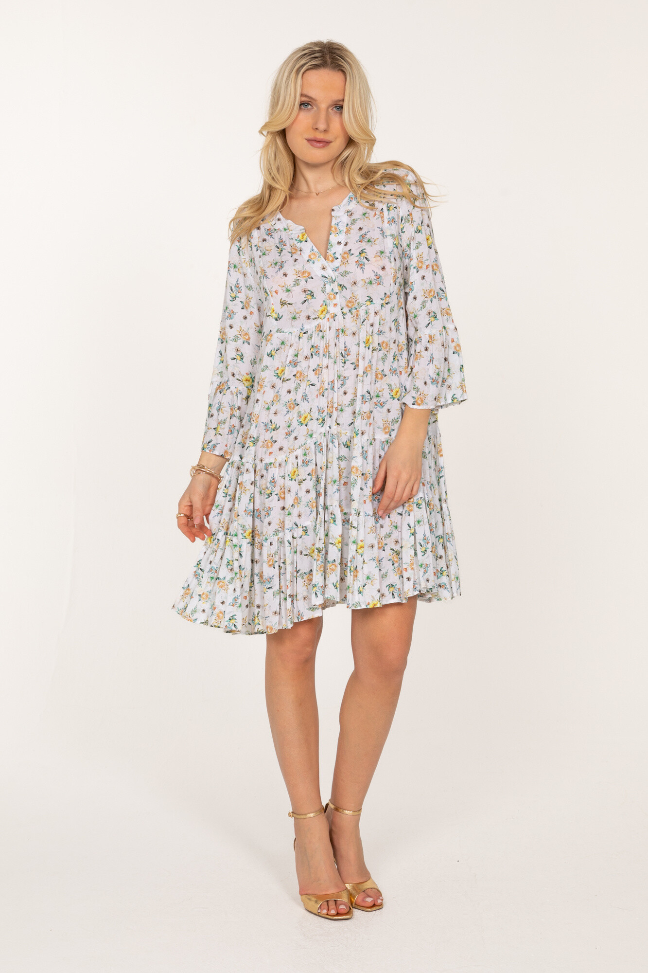 Großhändler Last Queen - Tunika-Hemdkleid mit V-Ausschnitt und Bohemian-Print