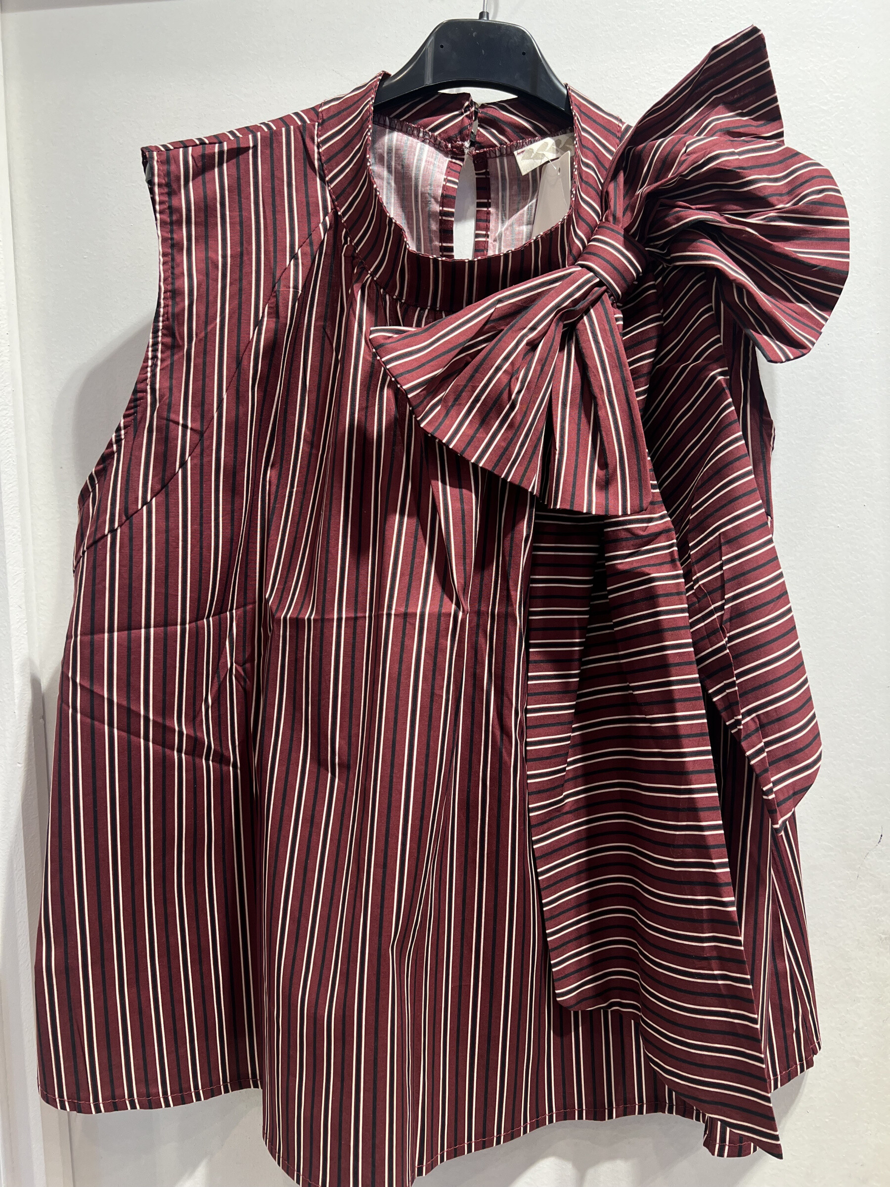 Wholesaler LATINO - Bordeaux cotton border blouse