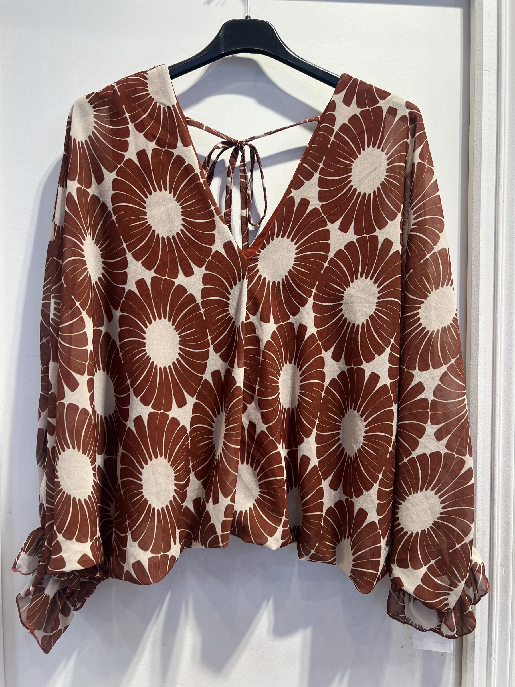 Wholesaler LATINO - Long-shaped sleeve blouse printed Terracotta printed