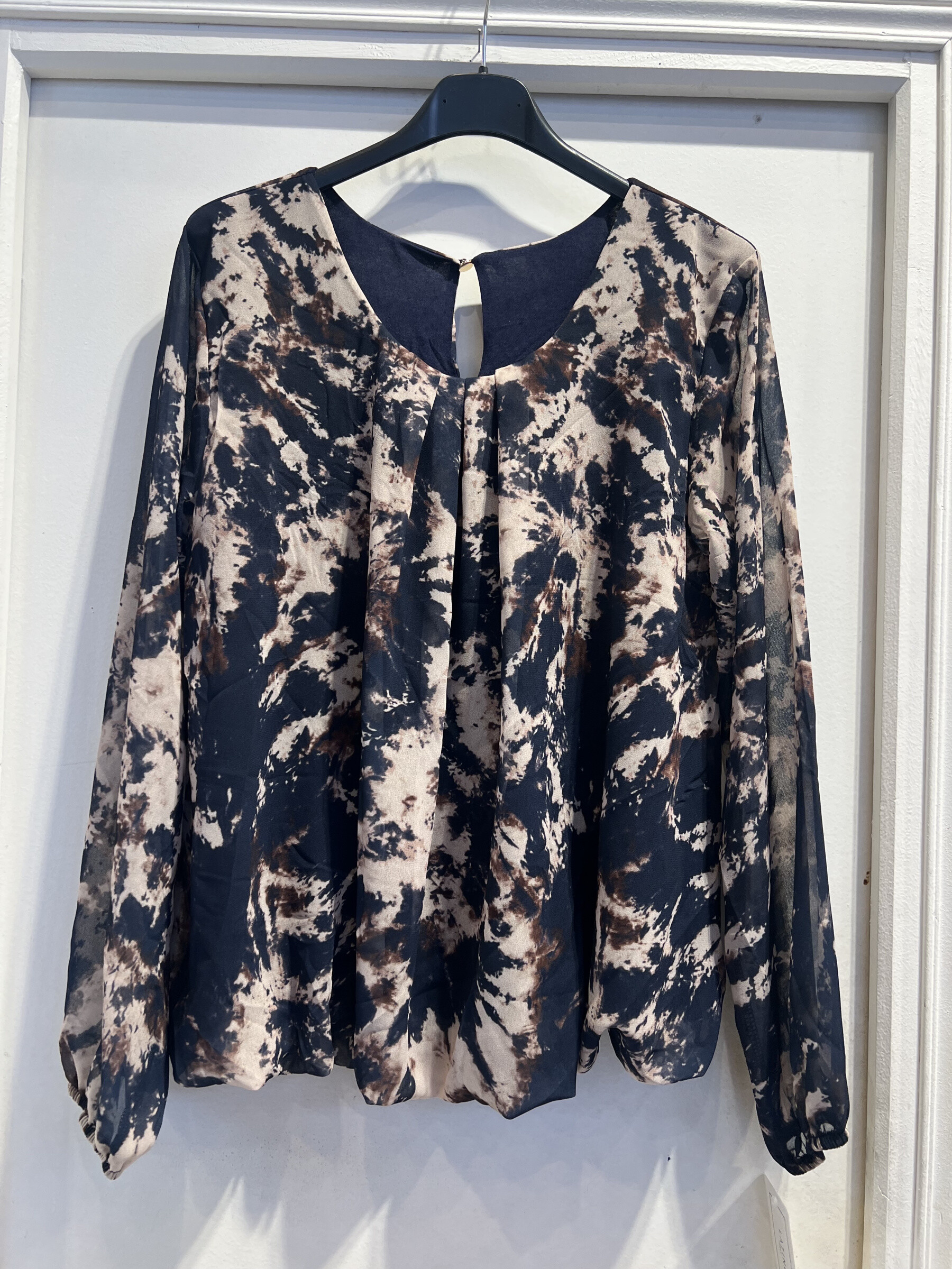 Wholesaler LATINO - Fluid long -sleeved blouse, Marine print