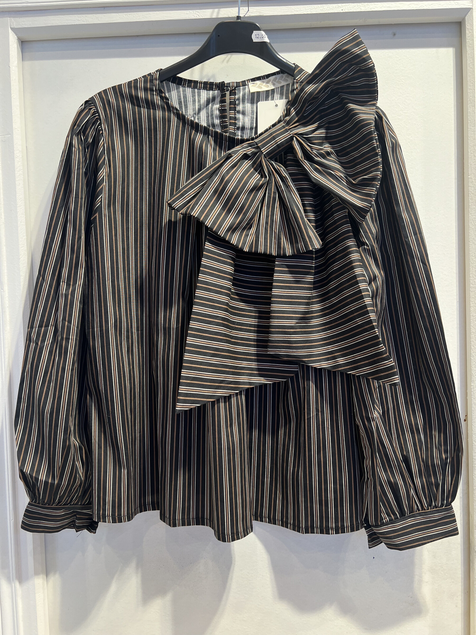 Wholesaler LATINO - Long sleeve cotton blouse, choco striped