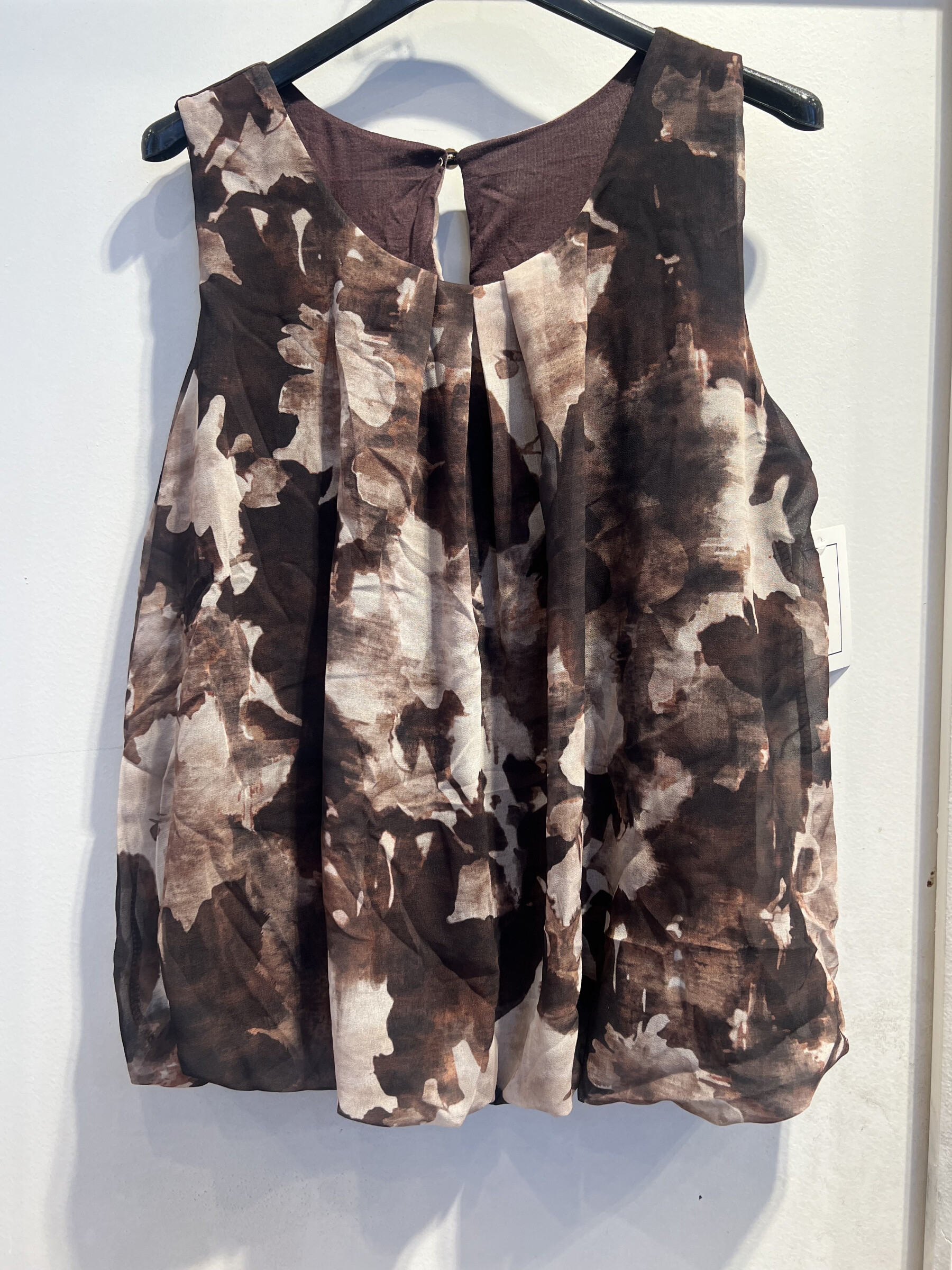 Wholesaler LATINO - Fluid blouse, choco and beige printed sleeves beige
