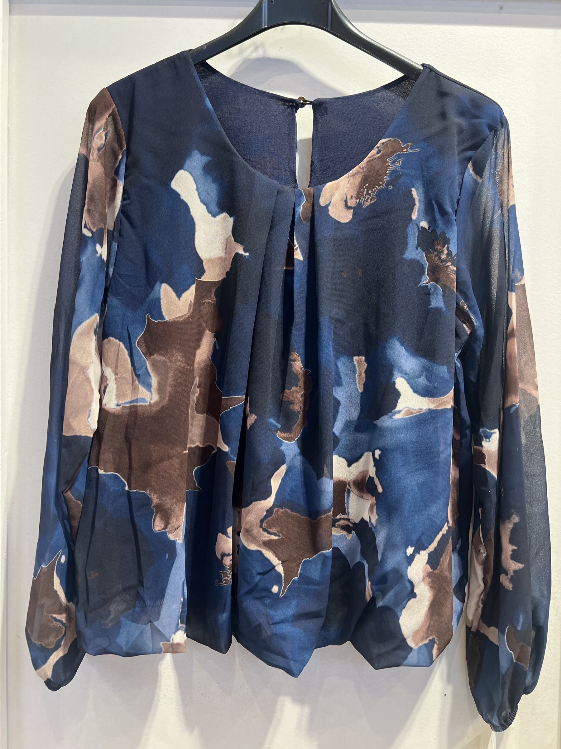 Wholesaler LATINO - Fluid long -sleeved blouse, Marine print