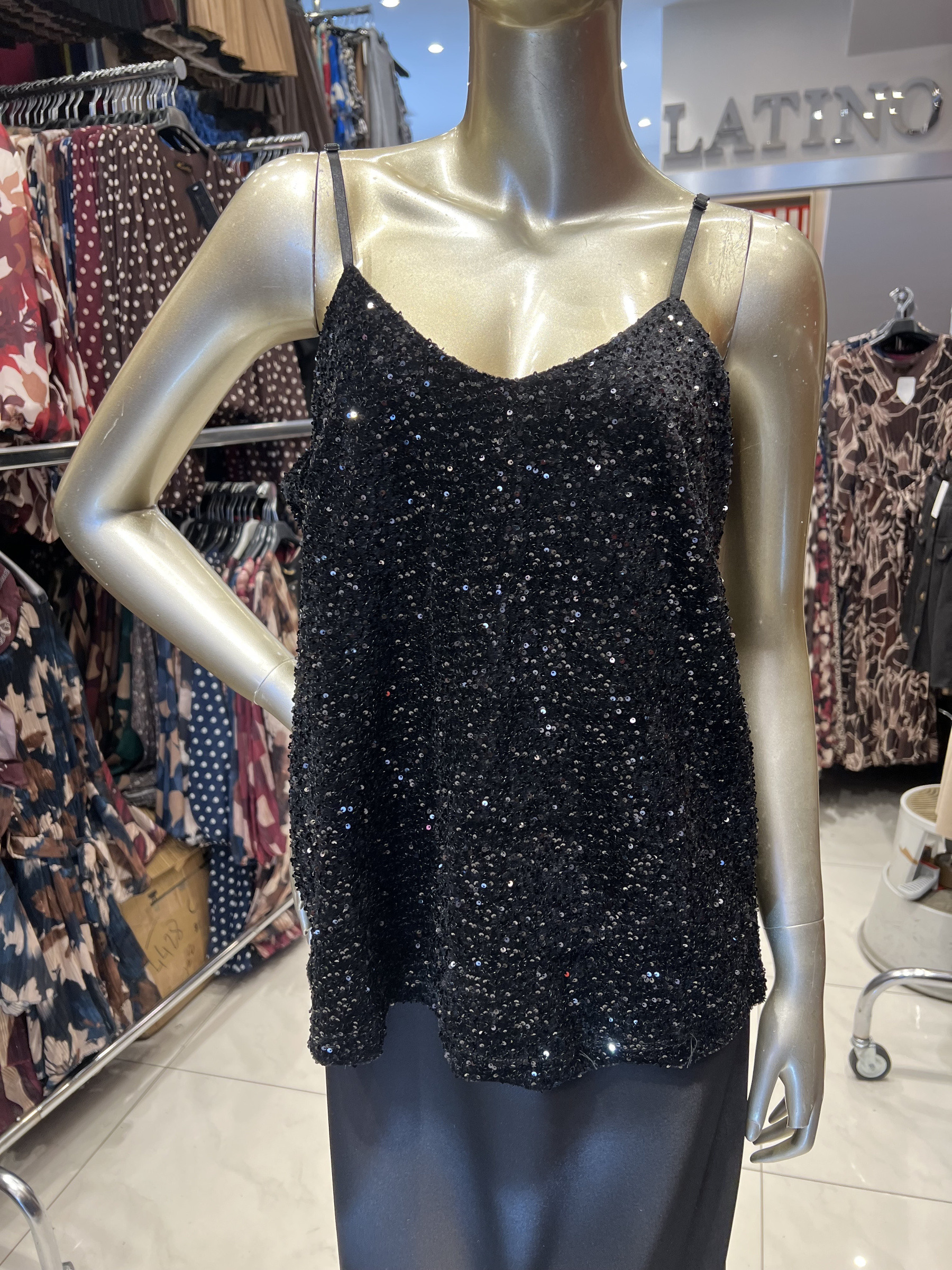 Wholesaler LATINO - Sequined tank top, black