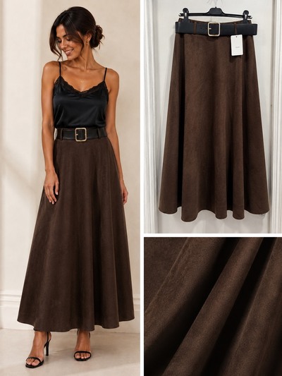 Grossiste LATINO - Jupe longue en daim Grossiste LATINO - Jupe longue en daim