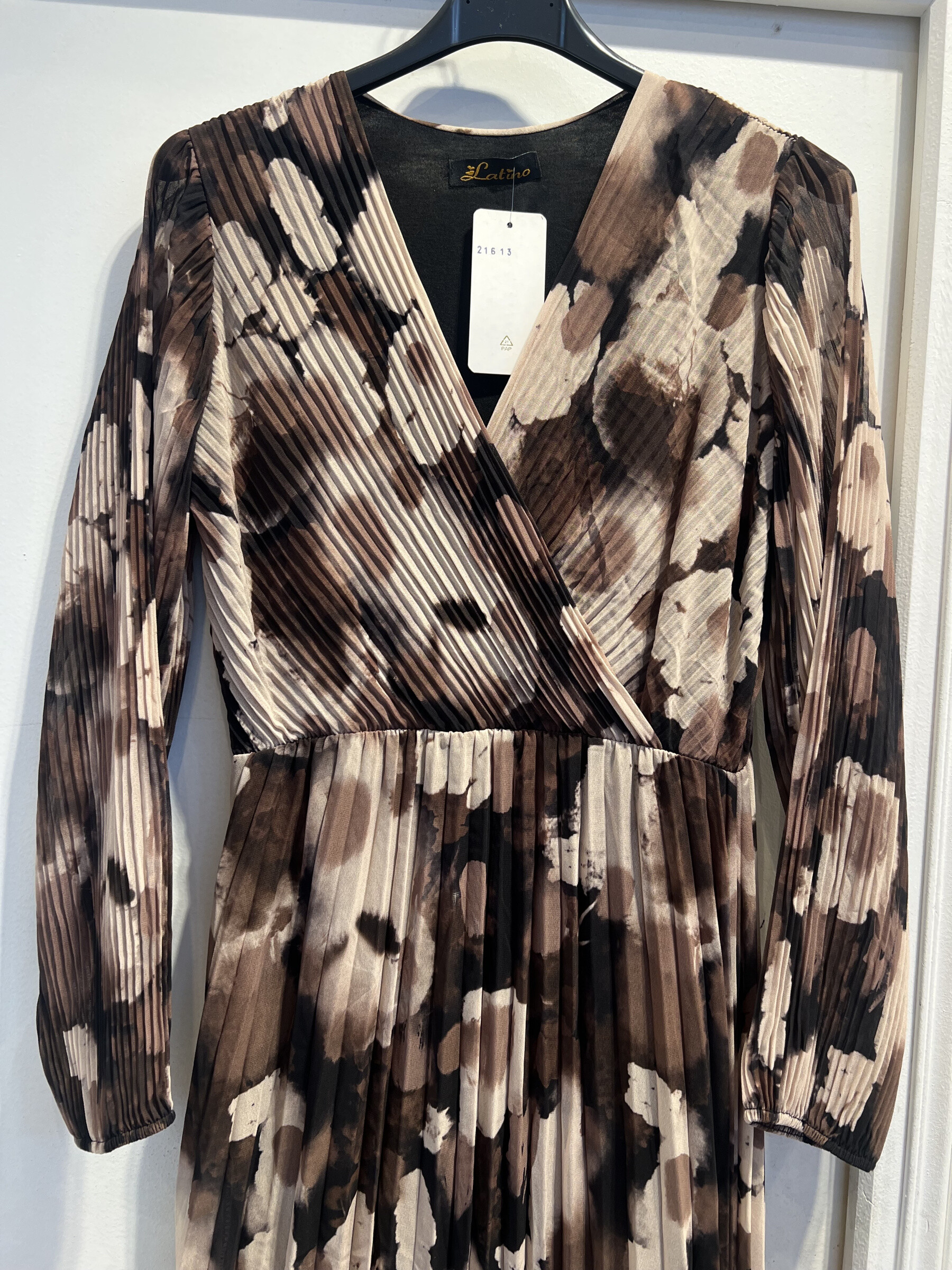 Mayorista LATINO - Vestido de fluido largo, completamente plisado, forma de billetera